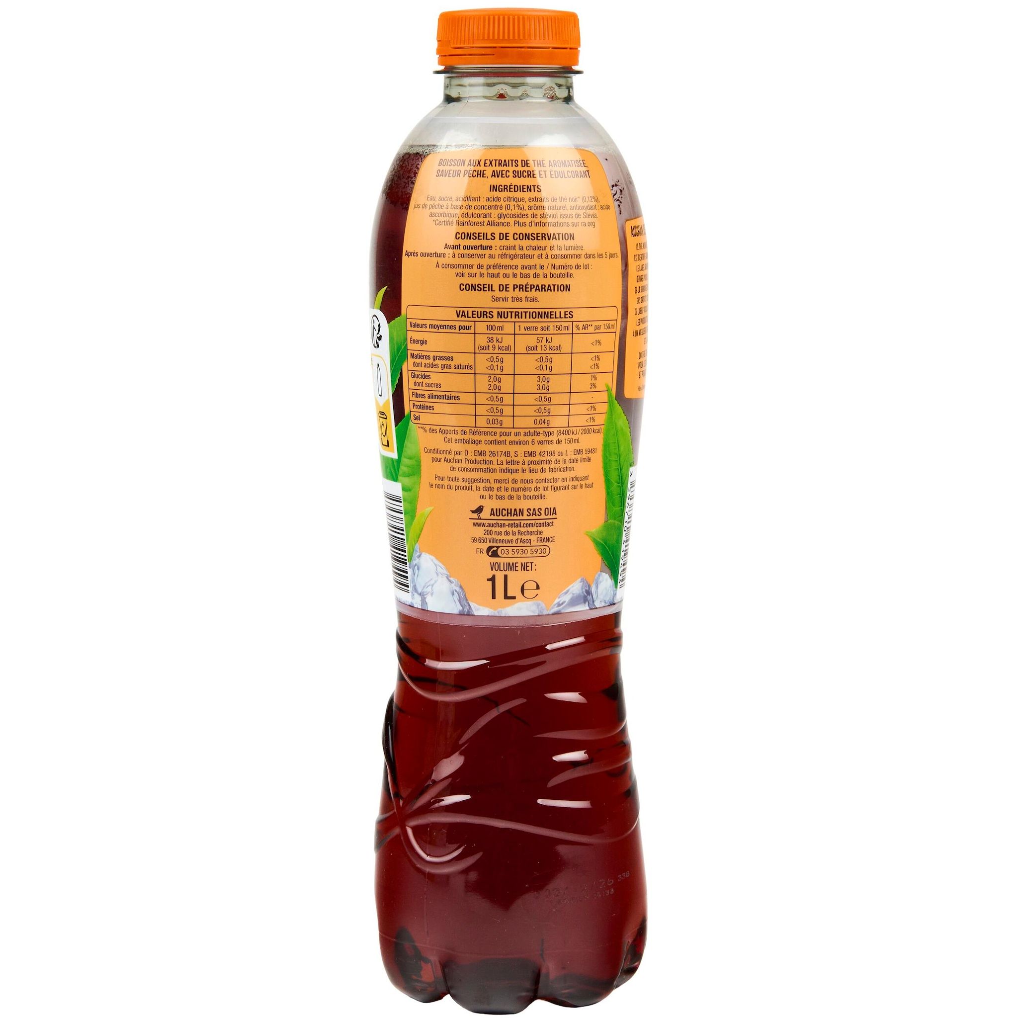 Voir la diapositive 2 : AUCHAN Thé glacé aromatisé à la pêche 1l