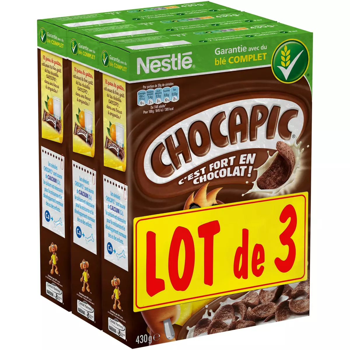 CHOCAPIC Céréales au chocolat lot de 3 3x430g