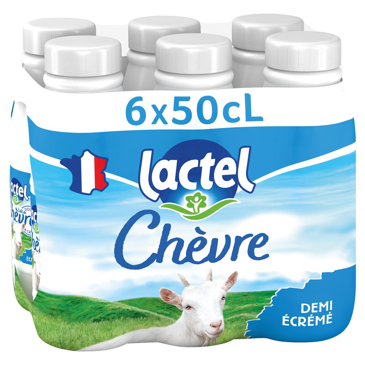 LACTEL Lait de chèvre demi-écrémé 6x50cl