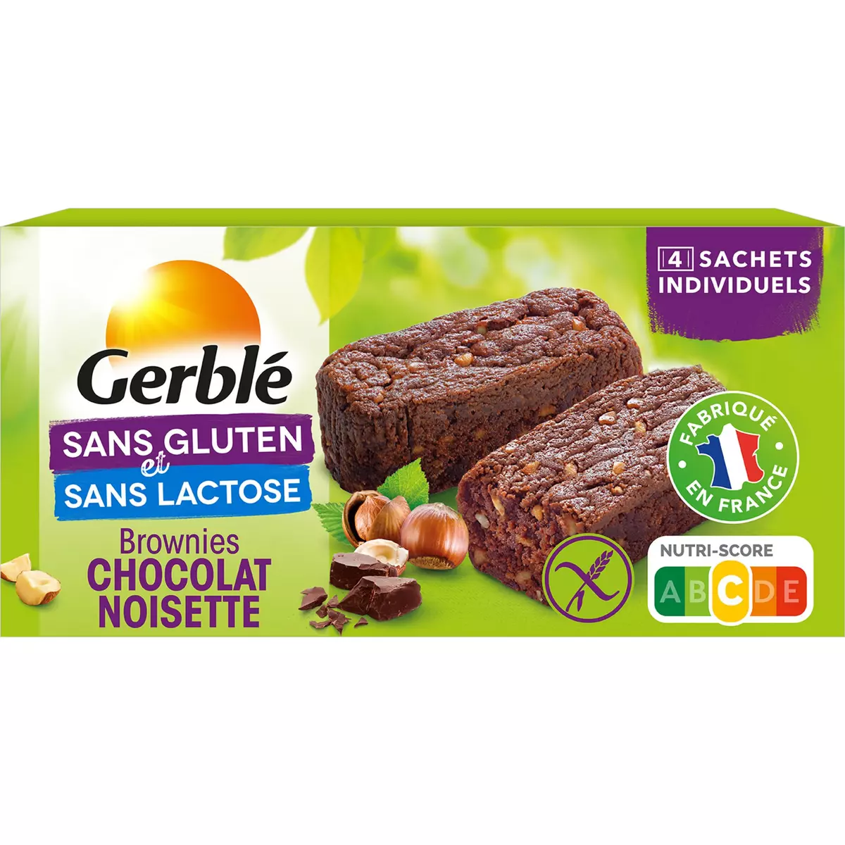 GERBLE Brownies chocolat noisette sans gluten sachets 4x37,5g 150g
