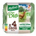 MATINES Gros œufs de poules élevées en plein air sans ogm bio 4 œufs