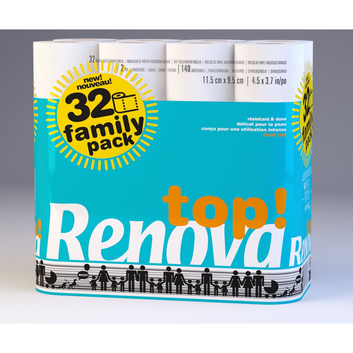 RENOVA Papier toilette résistant et doux 32 rouleaux