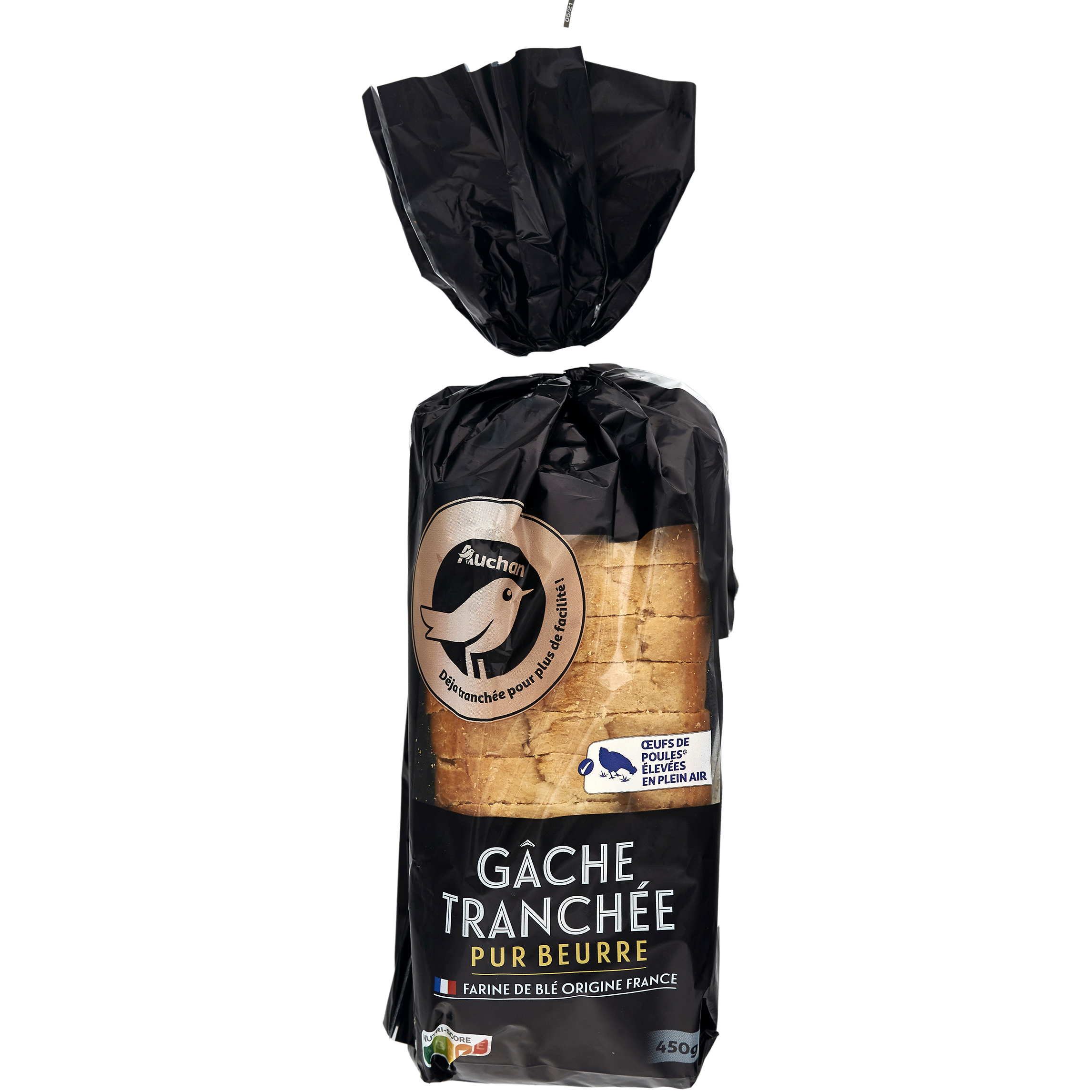 Voir la diapositive 2 : AUCHAN GOURMET Gâche tranchée pur beurre 450g