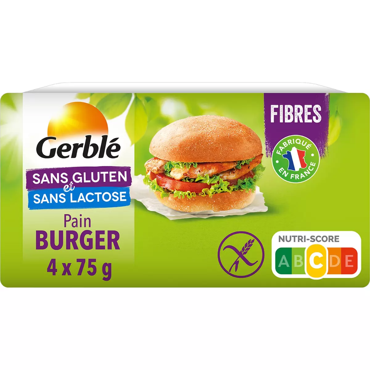 GERBLE Pain hamburger à la farine de soja sans gluten 300g pas