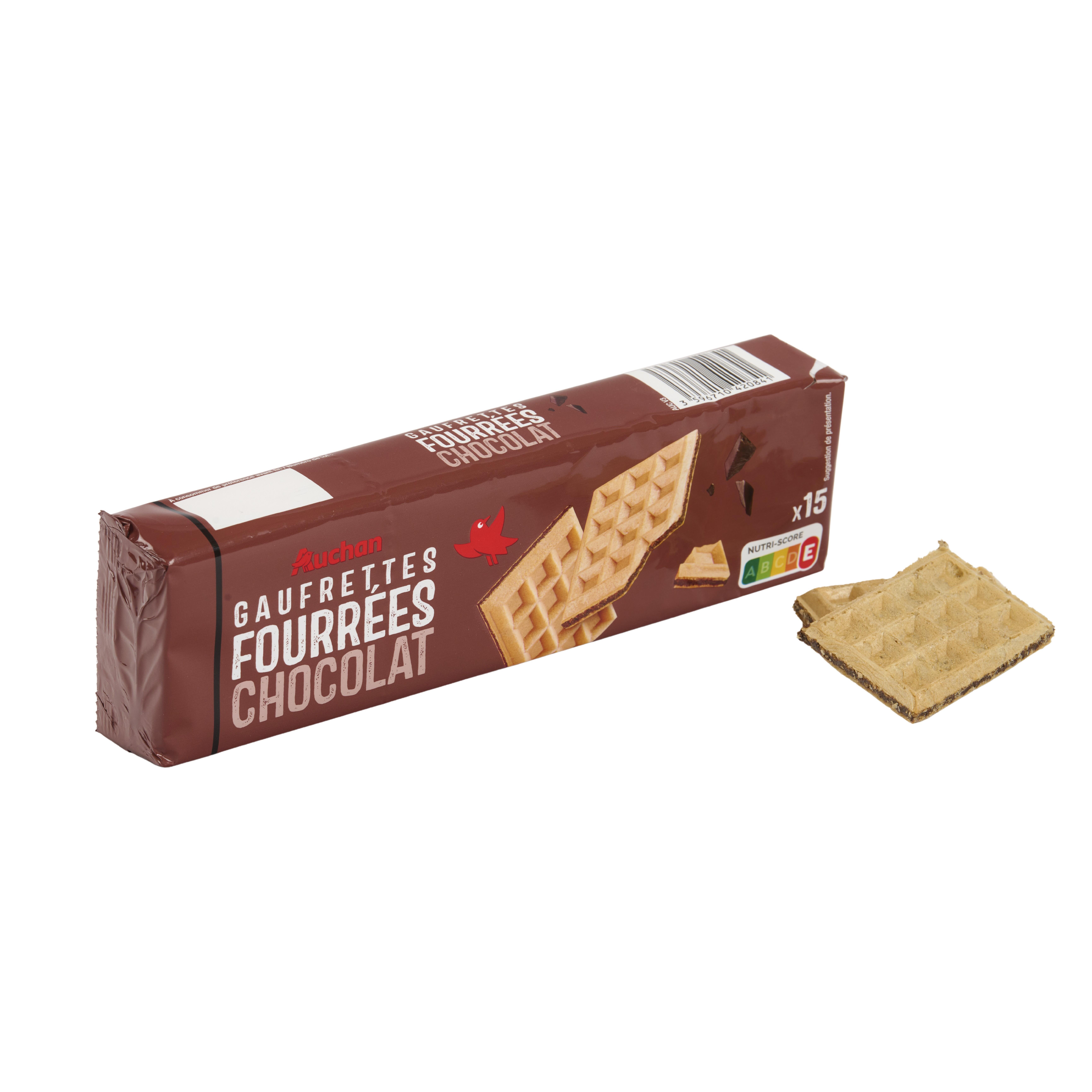 Voir la diapositive 4 : AUCHAN Gaufrettes légère fourrées au chocolat 15 pièces 110g