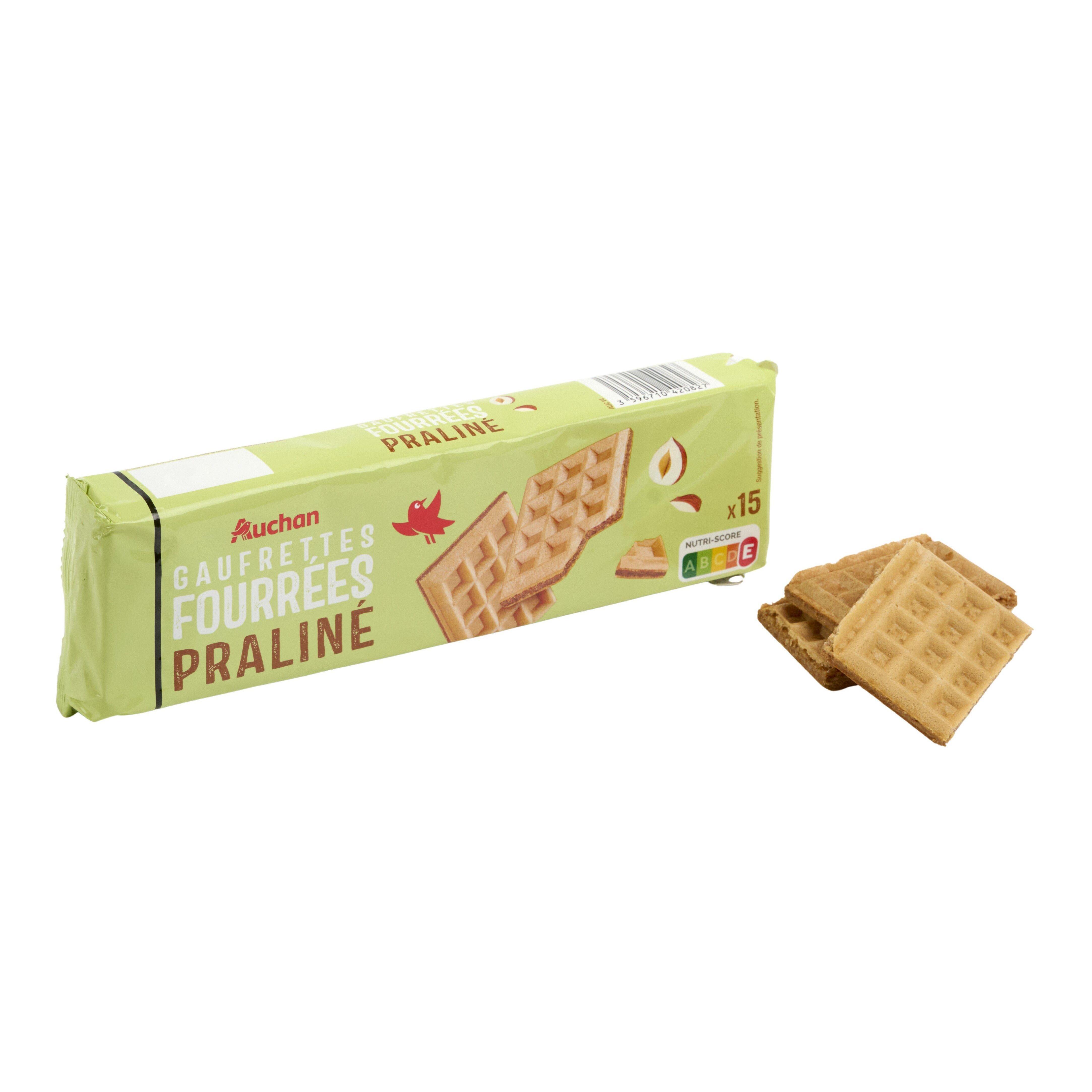 Voir la diapositive 3 : AUCHAN Gaufrettes fourrées praliné noisette 15 biscuits 110g