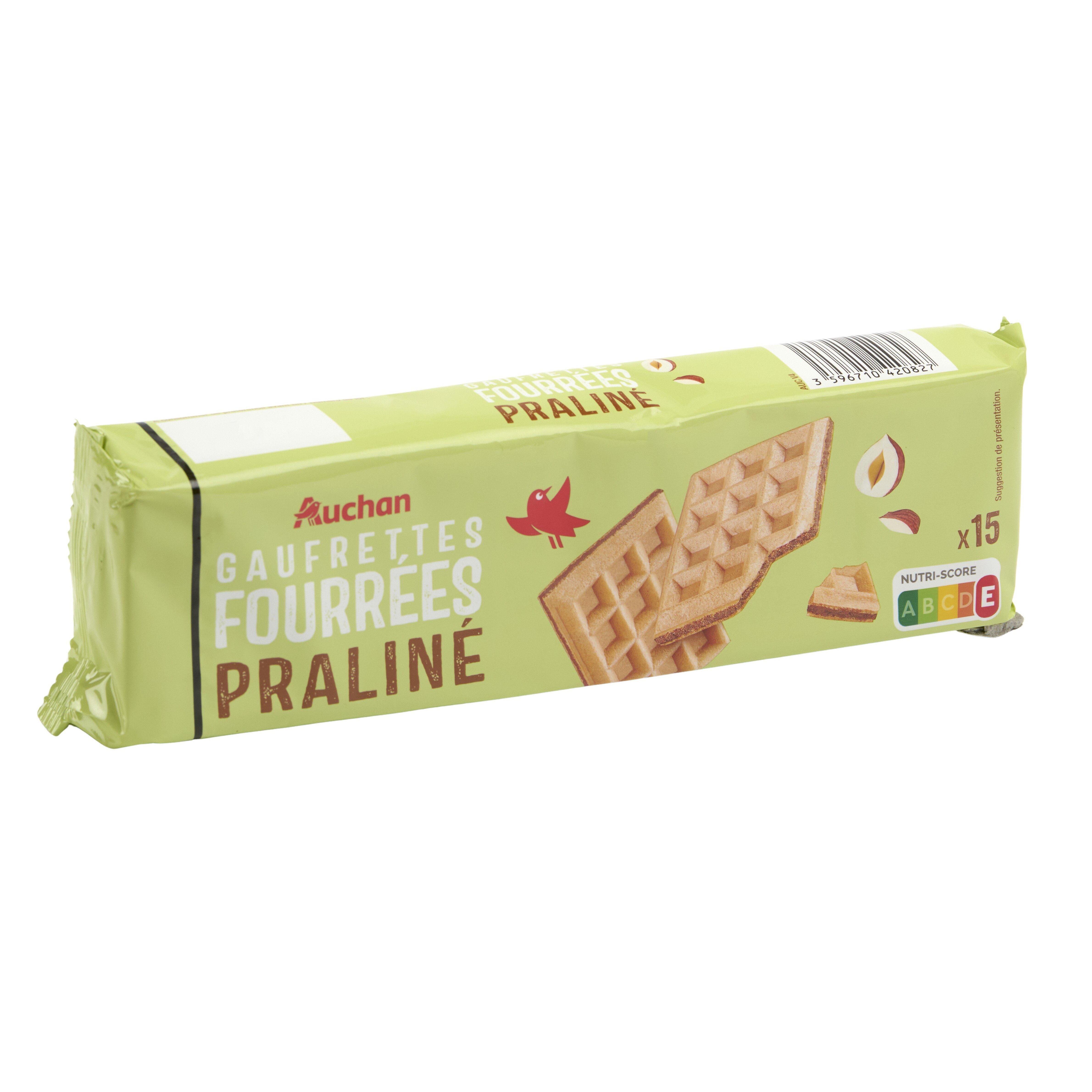 Voir la diapositive 4 : AUCHAN Gaufrettes fourrées praliné noisette 15 biscuits 110g