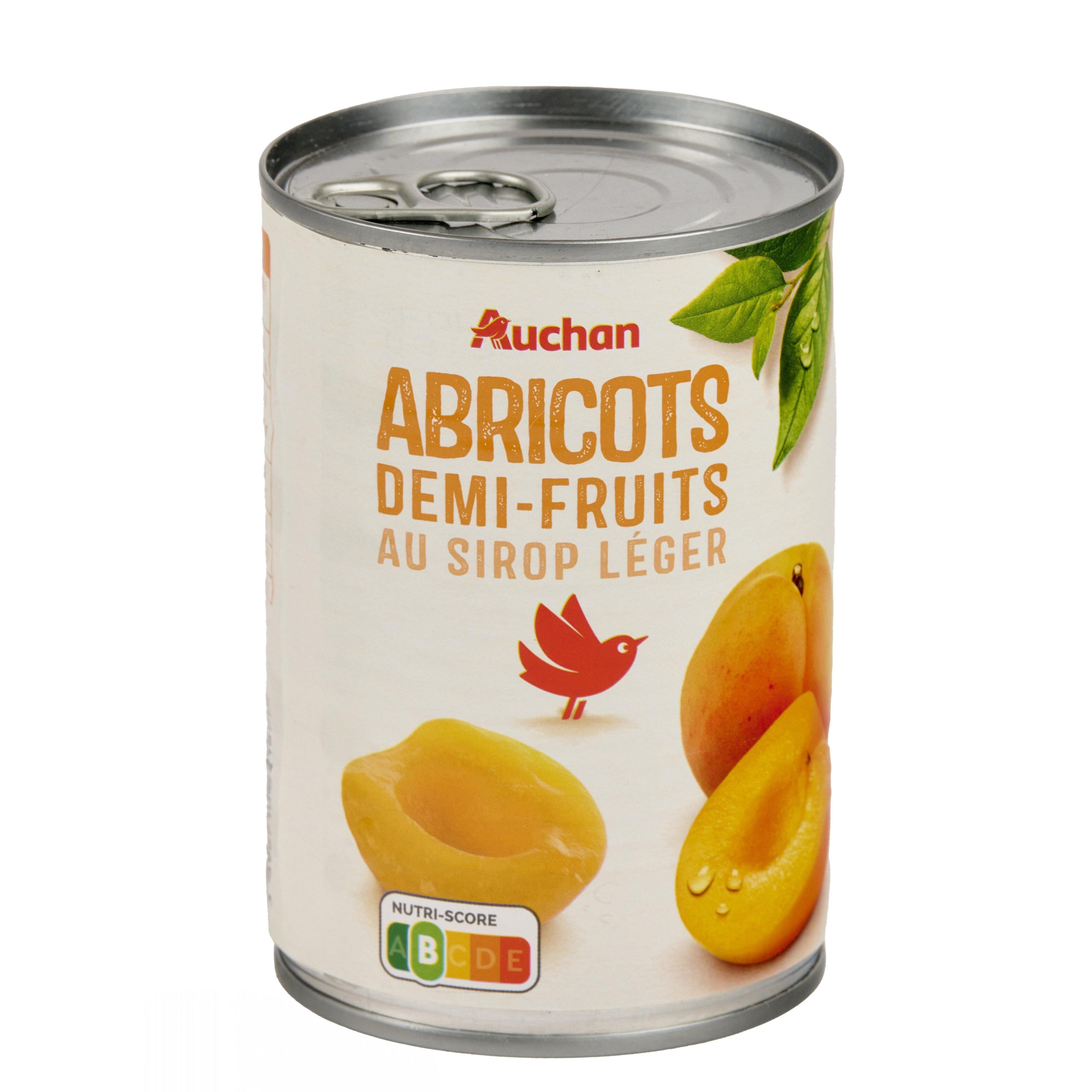 Voir la diapositive 3 : AUCHAN Oreillons d'abricots au sirop léger 1-2 portions 420g