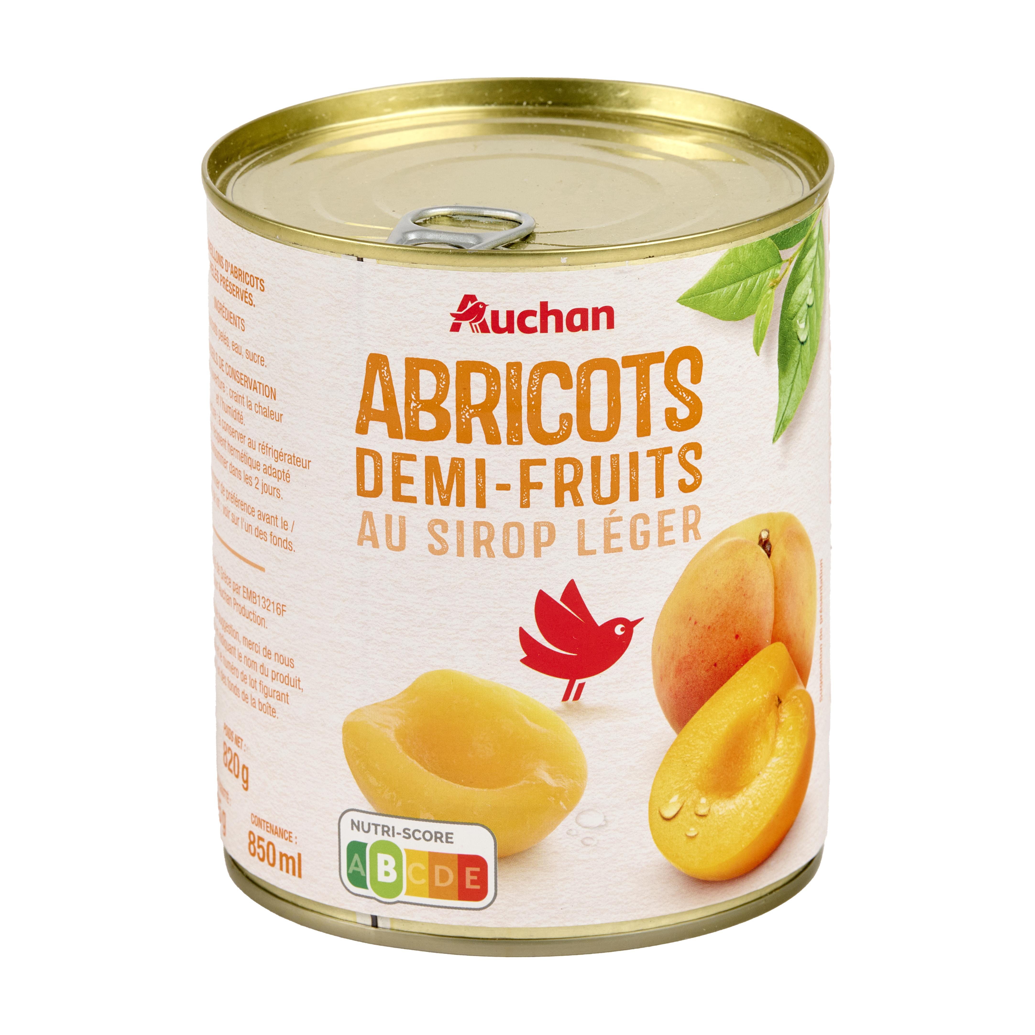 Voir la diapositive 3 : AUCHAN Abricots en oreillons au sirop léger 820g