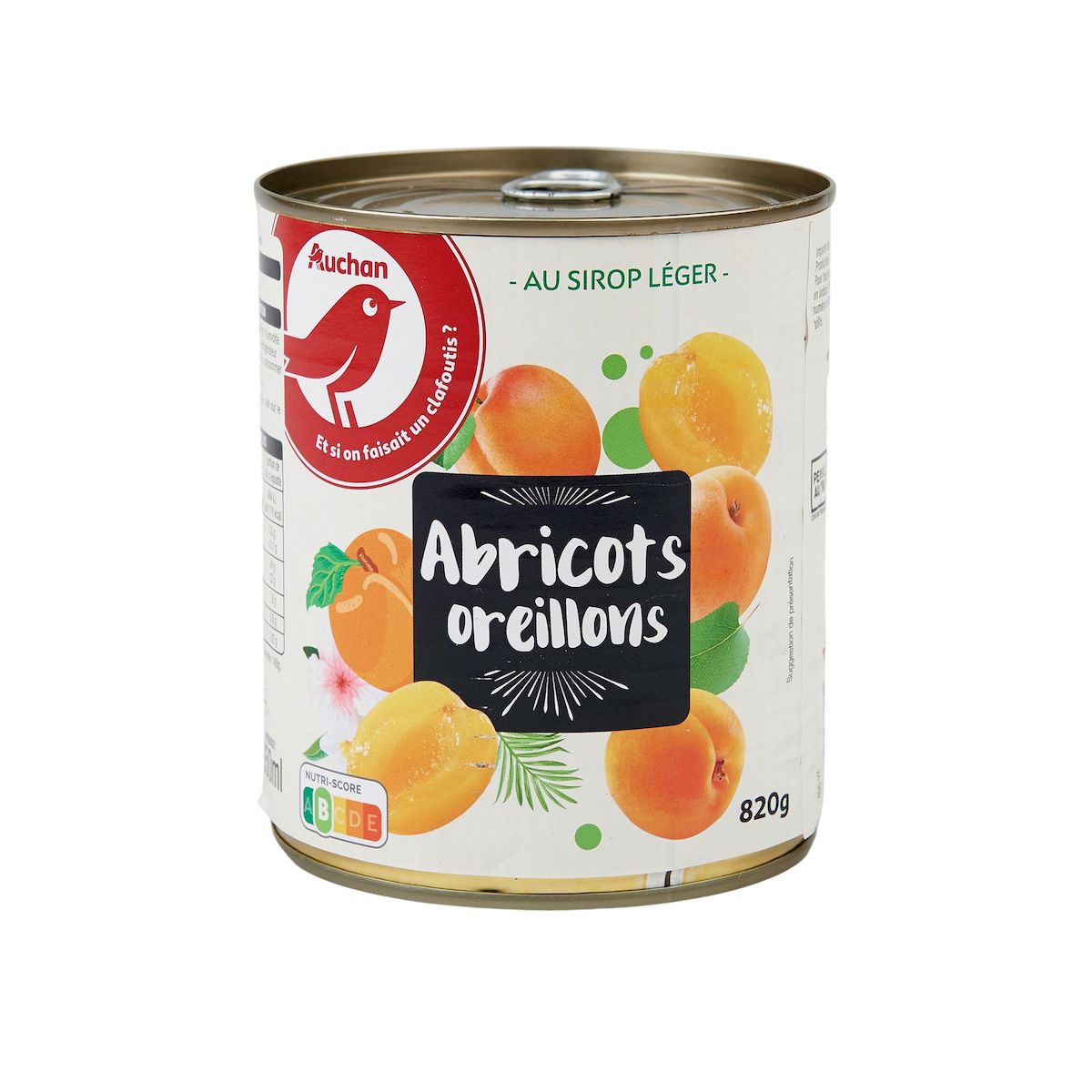 AUCHAN Abricots en oreillons au sirop léger 820g