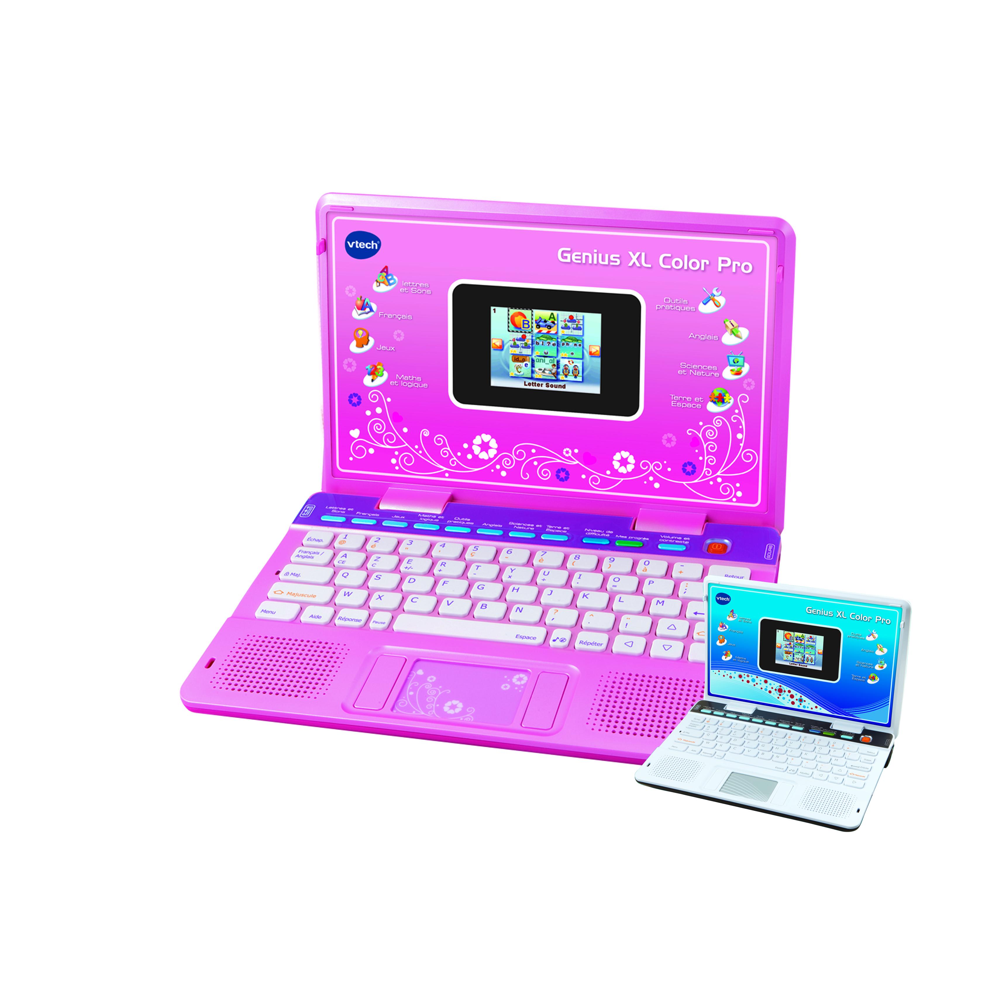 Voir la diapositive 2 : VTECH Ordinateur Genius XL Color Pro Bilingue - Rose