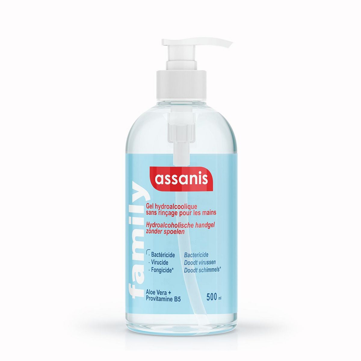 ASSANIS Gel hydroalcoolique sans rinçage pour les mains 500ml