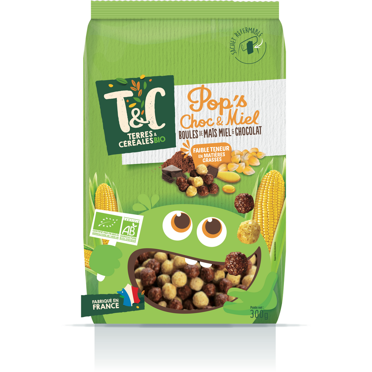 TERRES ET CEREALES BIO Céréales pop's choc et miel 300g