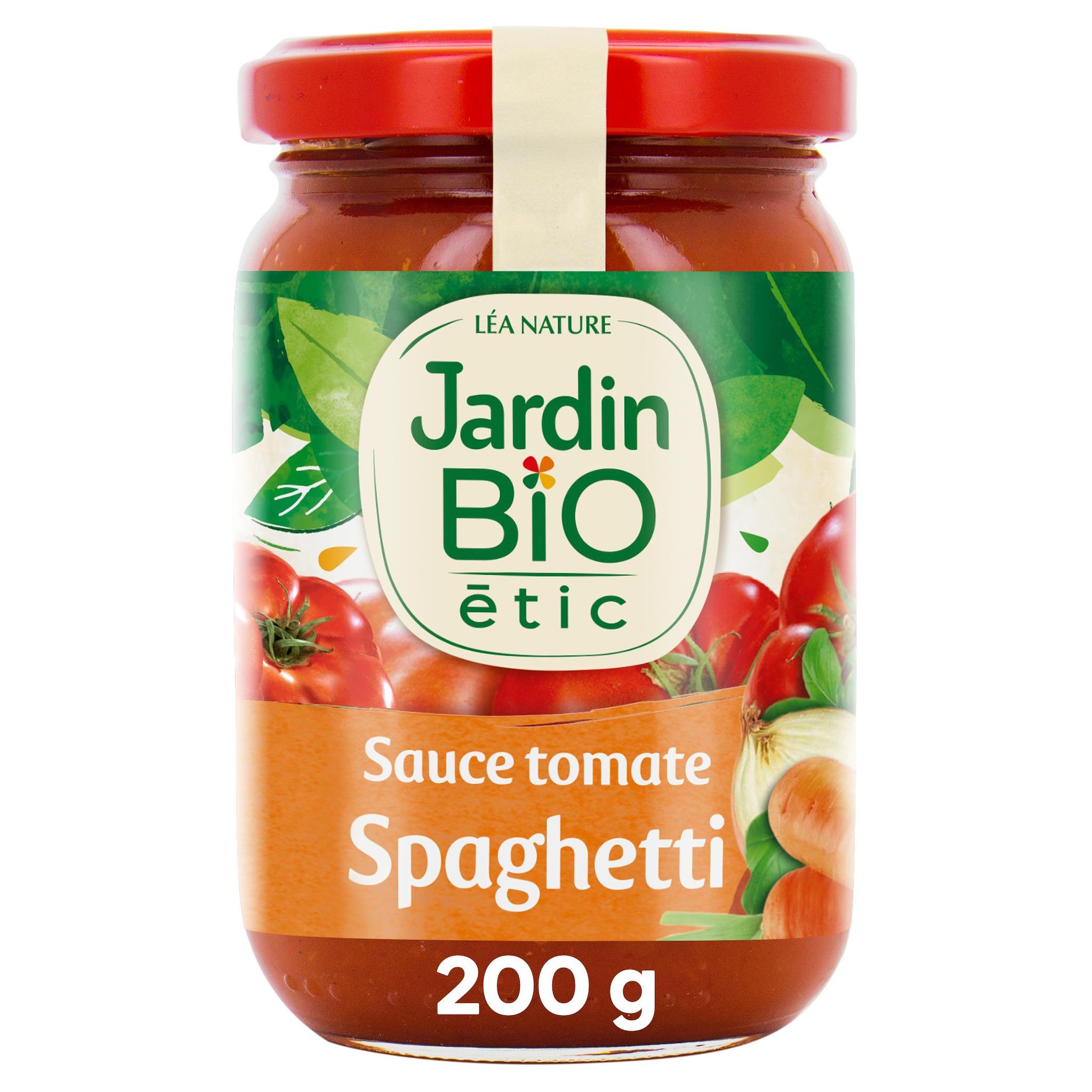 Voir la diapositive 2 : JARDIN BIO ETIC Sauce tomate pour spaghetti fabriqué en France, en bocal 200g