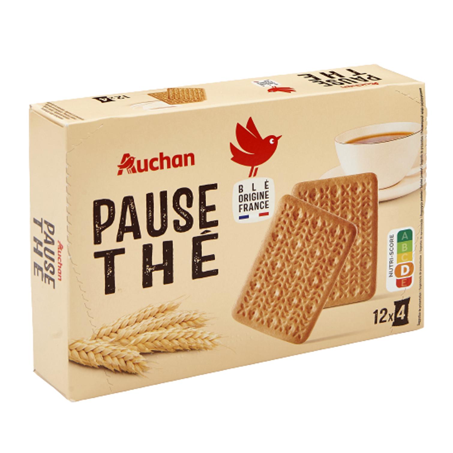 Voir la diapositive 2 : AUCHAN Biscuits dégustation pause thé sachets fraîcheur 12x4 biscuits 335g