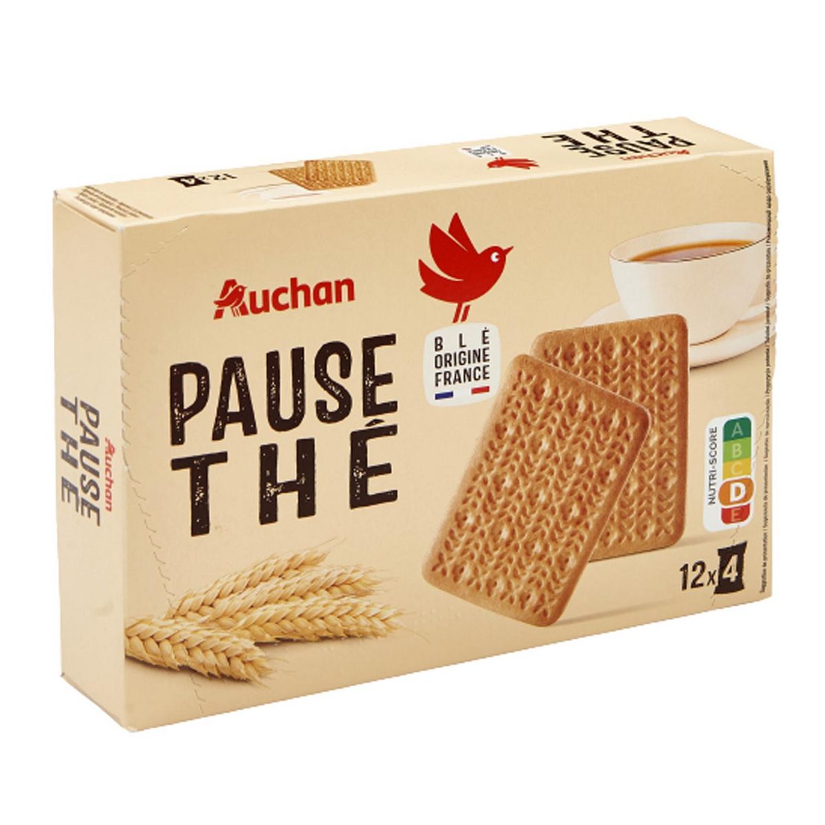AUCHAN Biscuits dégustation pause thé sachets fraîcheur 12x4 biscuits 335g