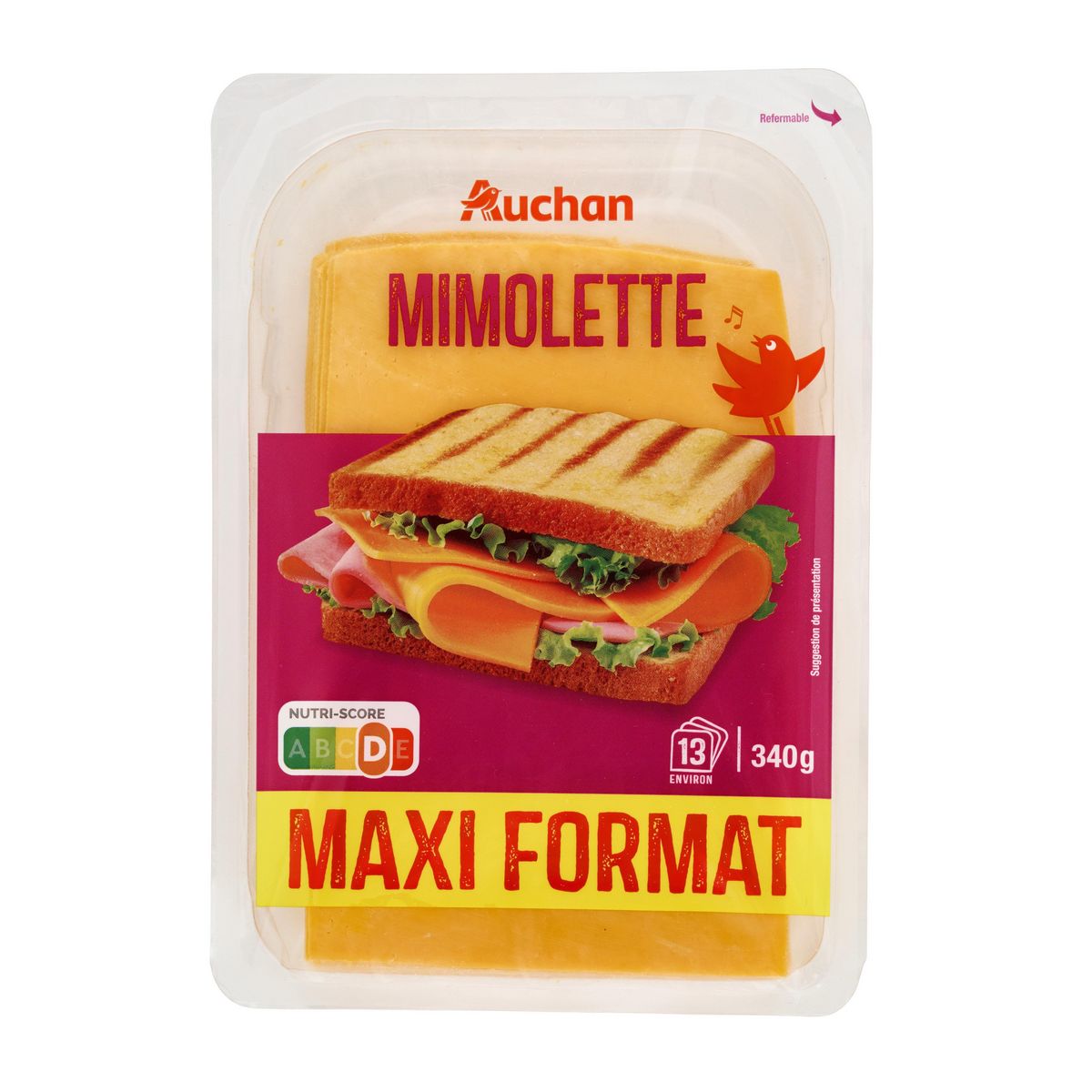 AUCHAN Mimolette en tranche 17 tranches 340g