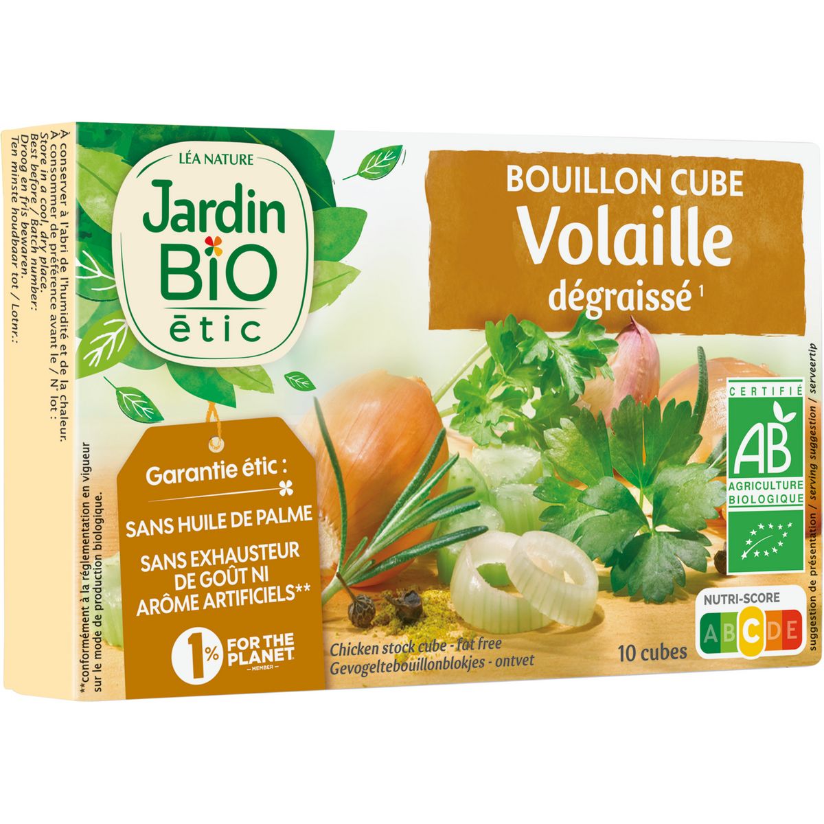JARDIN BIO ETIC Bouillon cube de volaille dégraissé 10 cubes 100g
