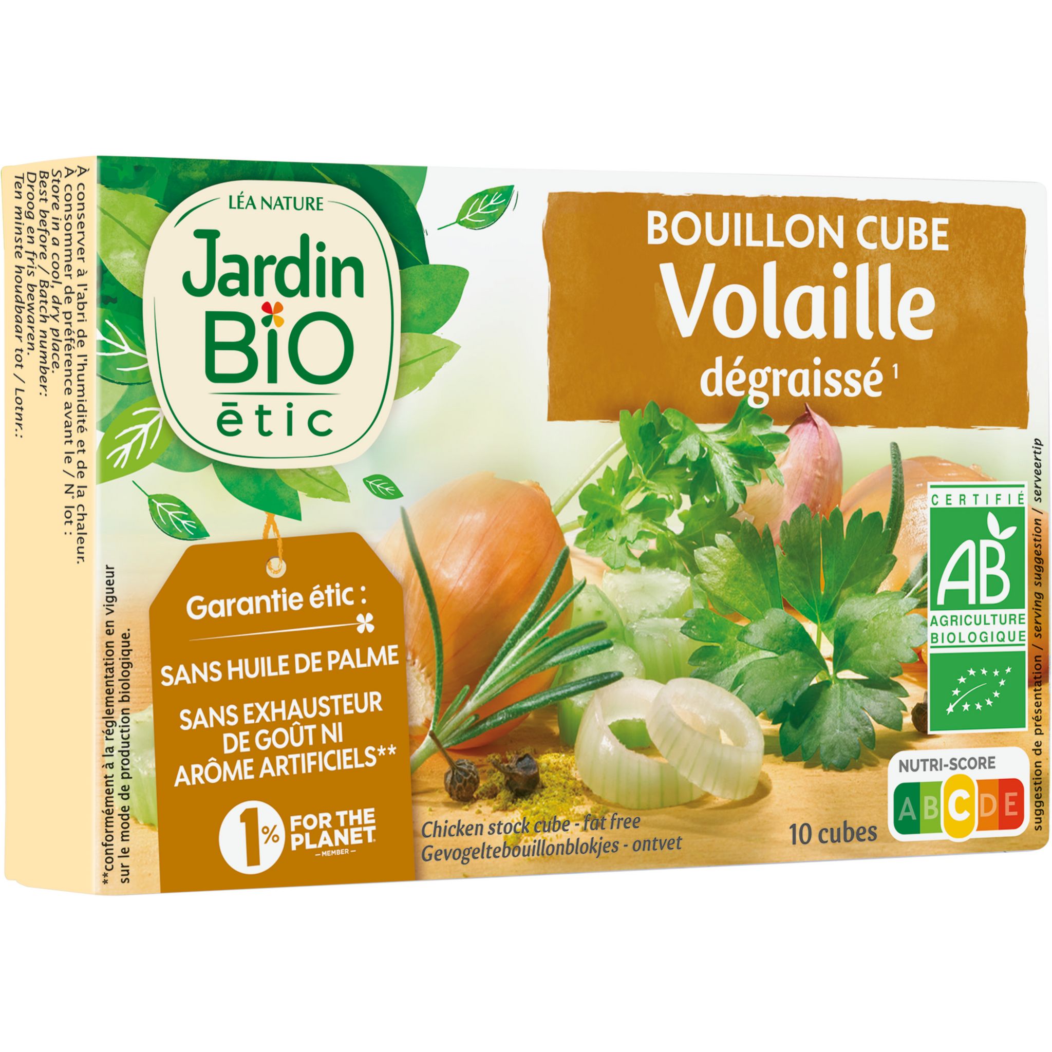 Voir la diapositive 2 : JARDIN BIO ETIC Bouillon cube de volaille dégraissé 10 cubes 100g