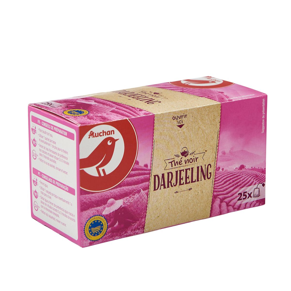AUCHAN Thé noir darjeeling 25 sachets 45g