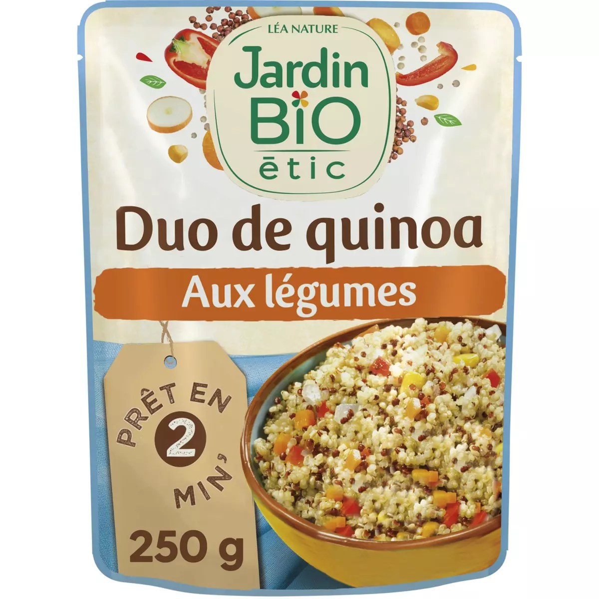 JARDIN BIO ETIC Duo de quinoa aux légumes fabriqué en France en poche prêt en 2 min 250g