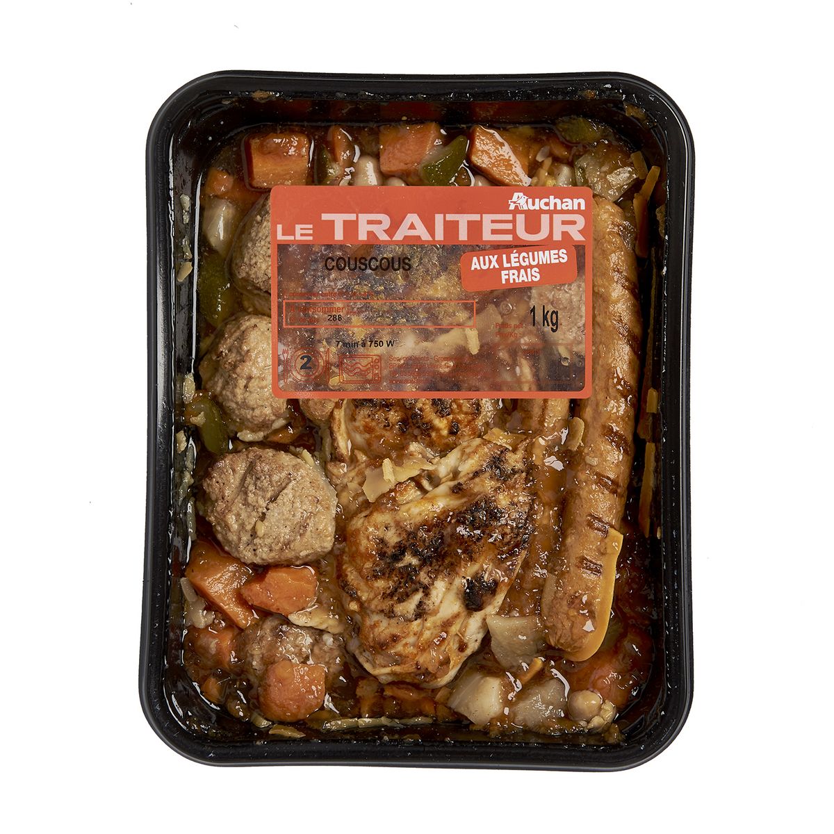 AUCHAN LE TRAITEUR Garniture de légumes frais et à la viande pour couscous 2 portions 1kg