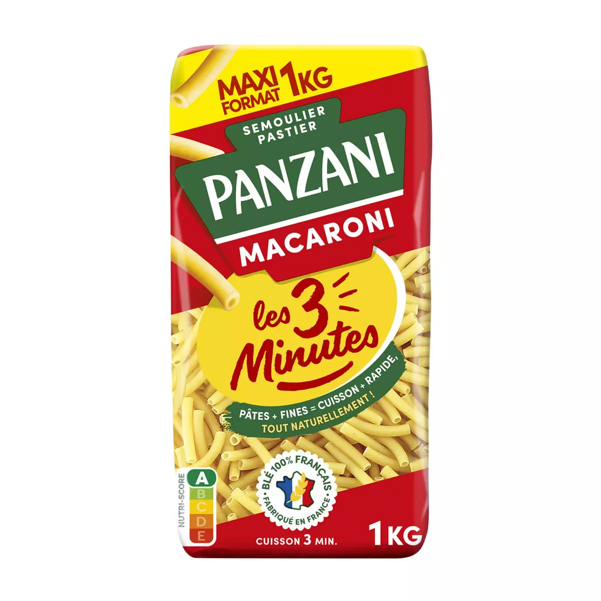 PANZANI Macaroni cuisson rapide  format eco 1kg