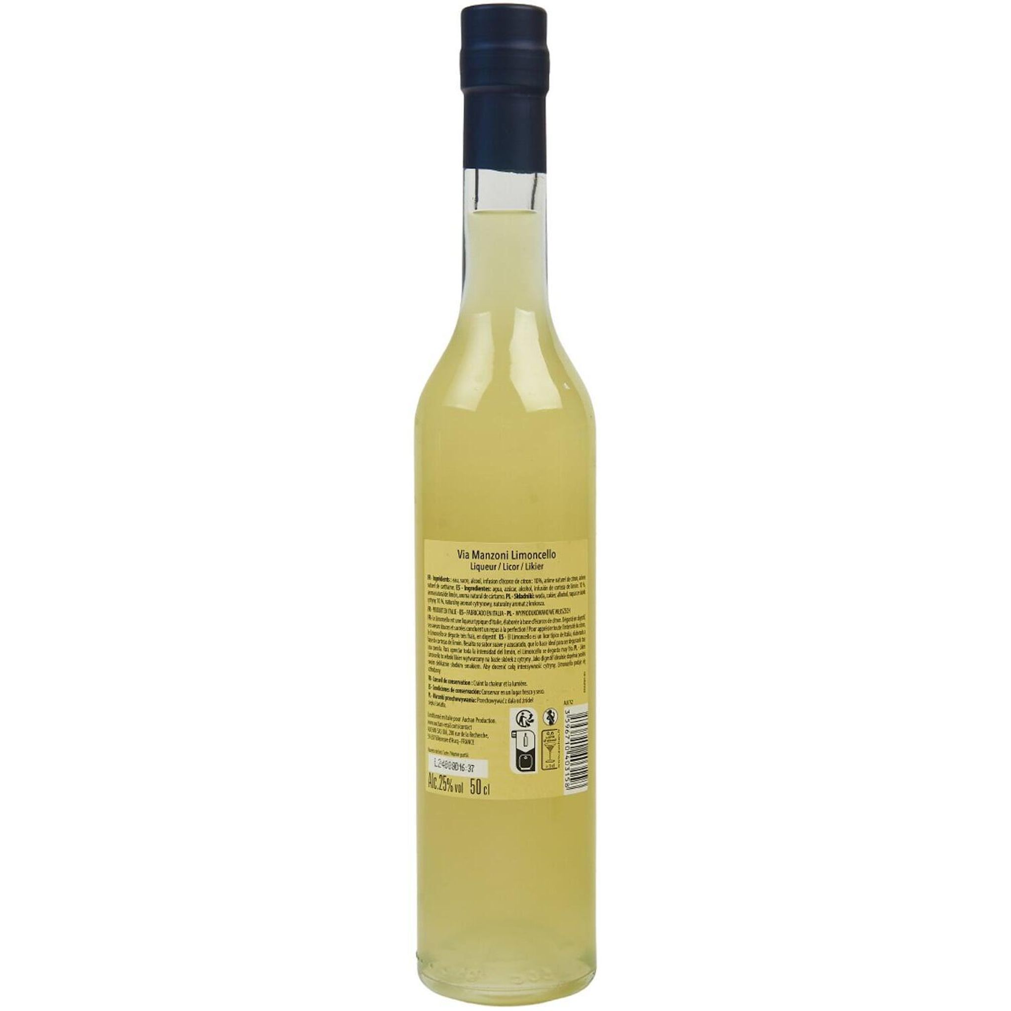 Voir la diapositive 2 : VIA MANZONI Liqueur limoncello 25% 50cl
