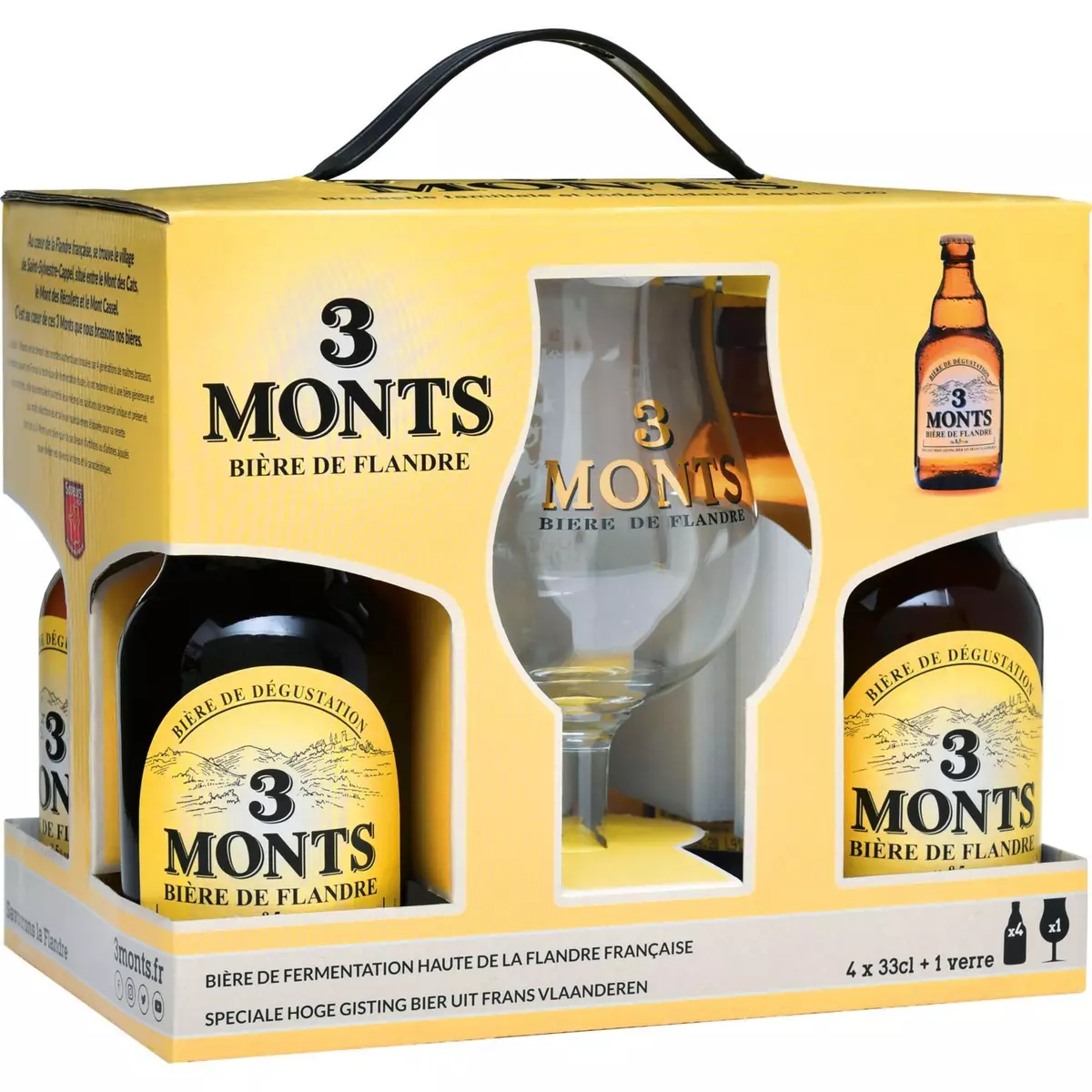 3 MONTS Bière blonde coffret 8,5% bouteilles + 1 verre 4x33cl