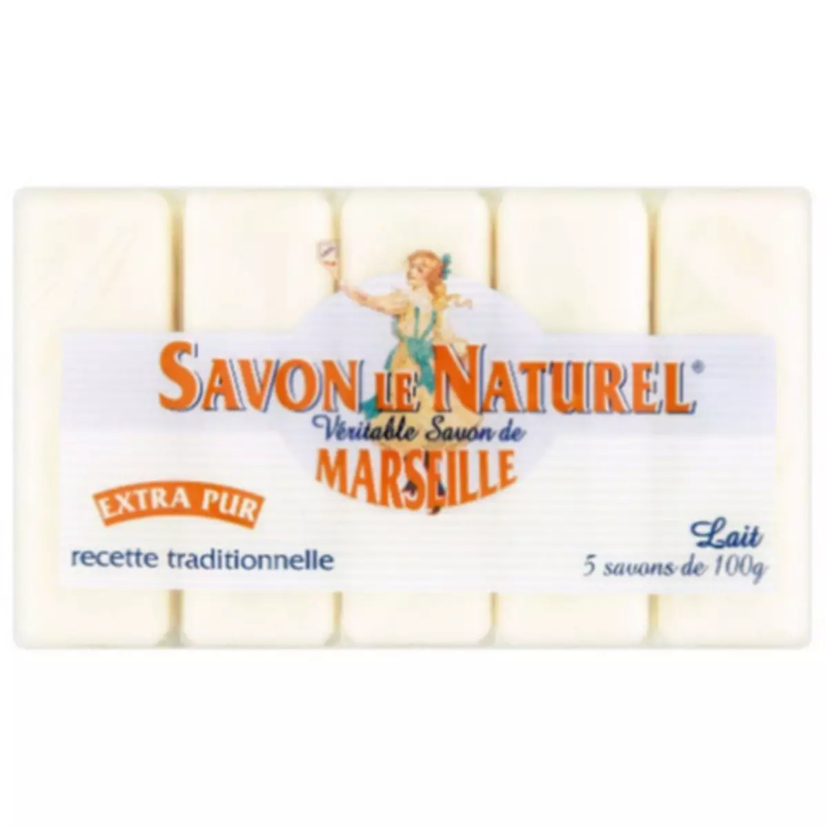 SAVON LE NATUREL Savon de Marseille solide au lait 5x100g pas cher 