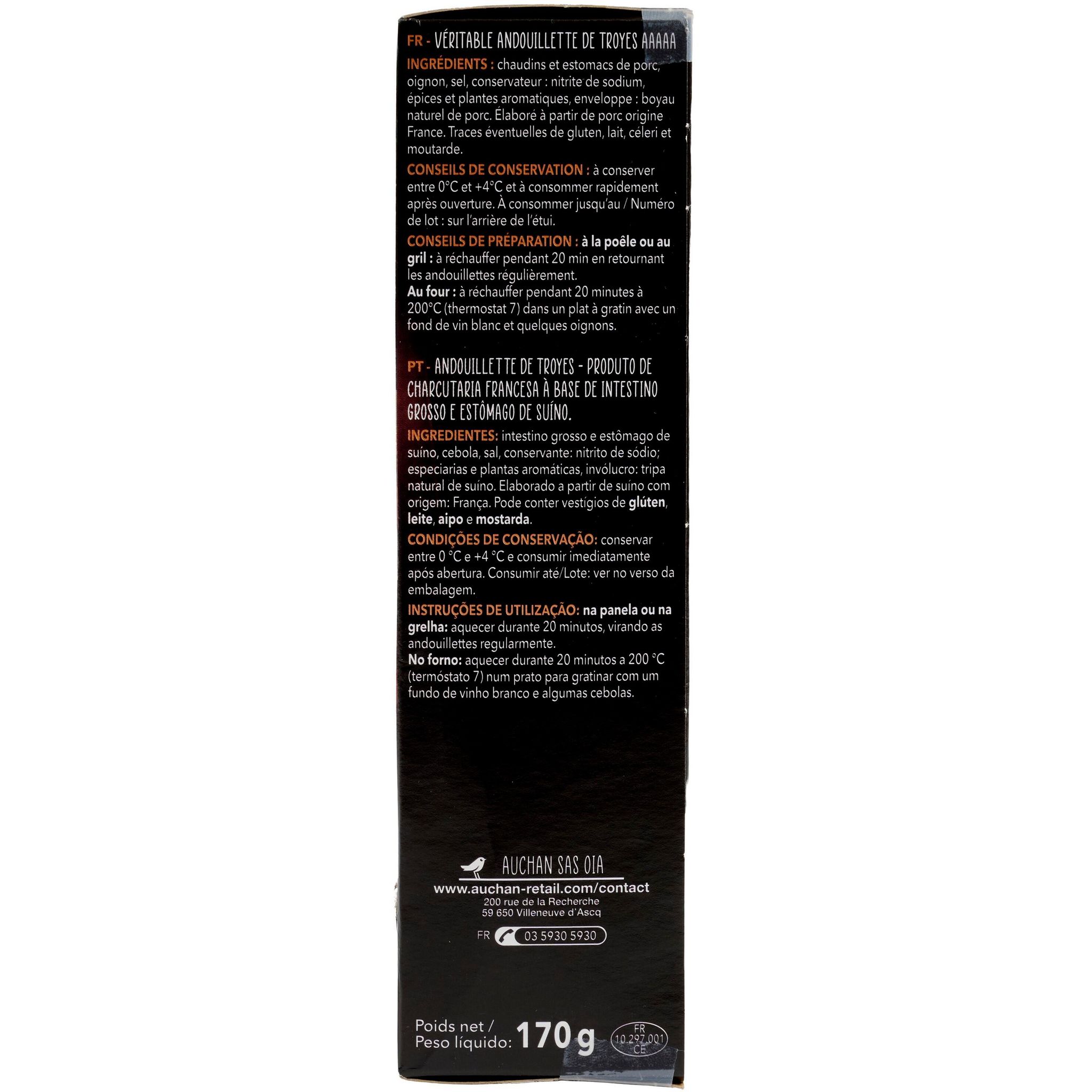 Voir la diapositive 2 : AUCHAN TERROIR Andouillette 170g