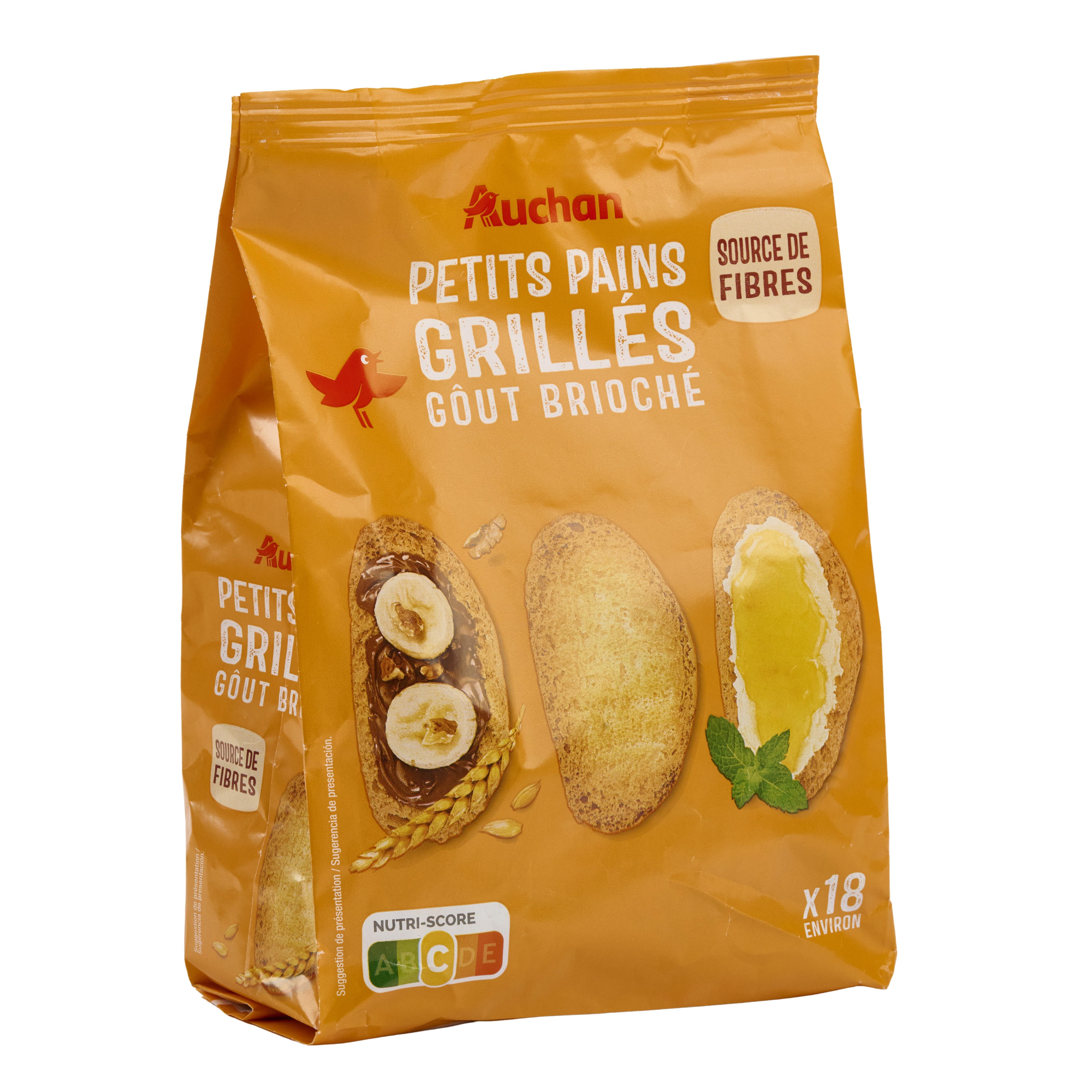 Voir la diapositive 5 : AUCHAN Petits pains grillés briochés environ 18 petits pains 225g