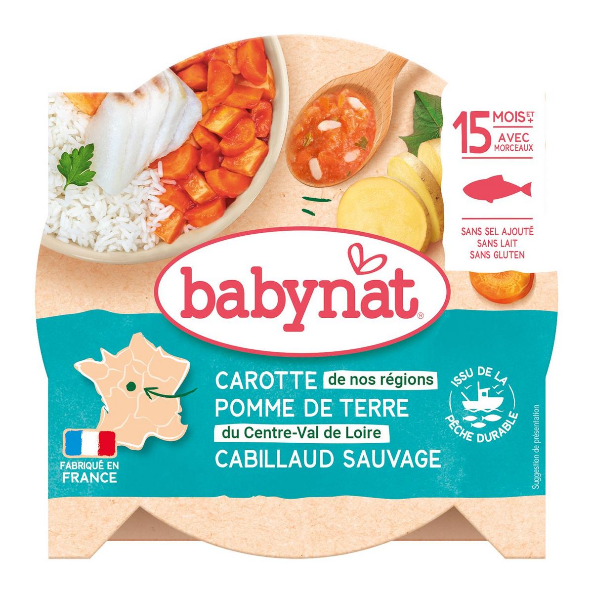 BABYNAT Assiette carotte pomme de terre au cabillaud dès 15 mois 260g
