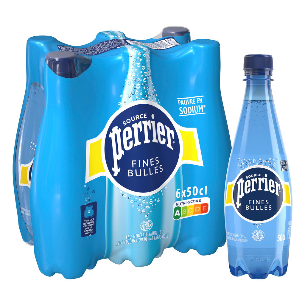 PERRIER Eau minérale naturelle gazeuse fines bulles bouteilles 6x50cl