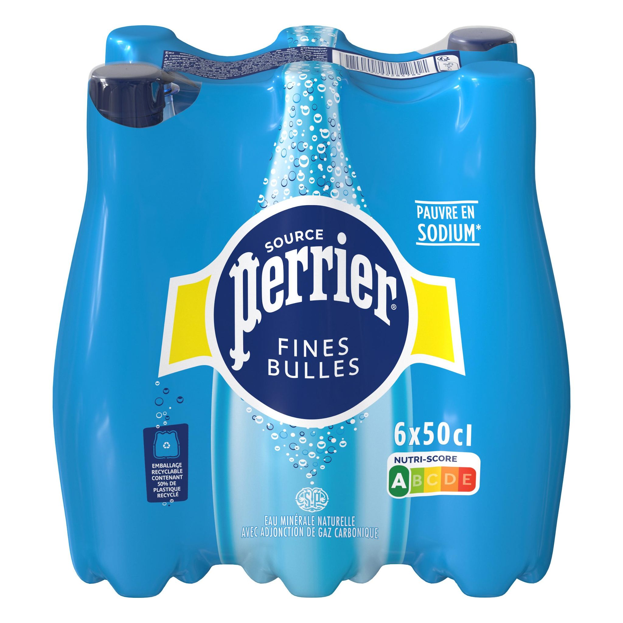 Voir la diapositive 4 : PERRIER Eau minérale naturelle gazeuse fines bulles bouteilles 6x50cl