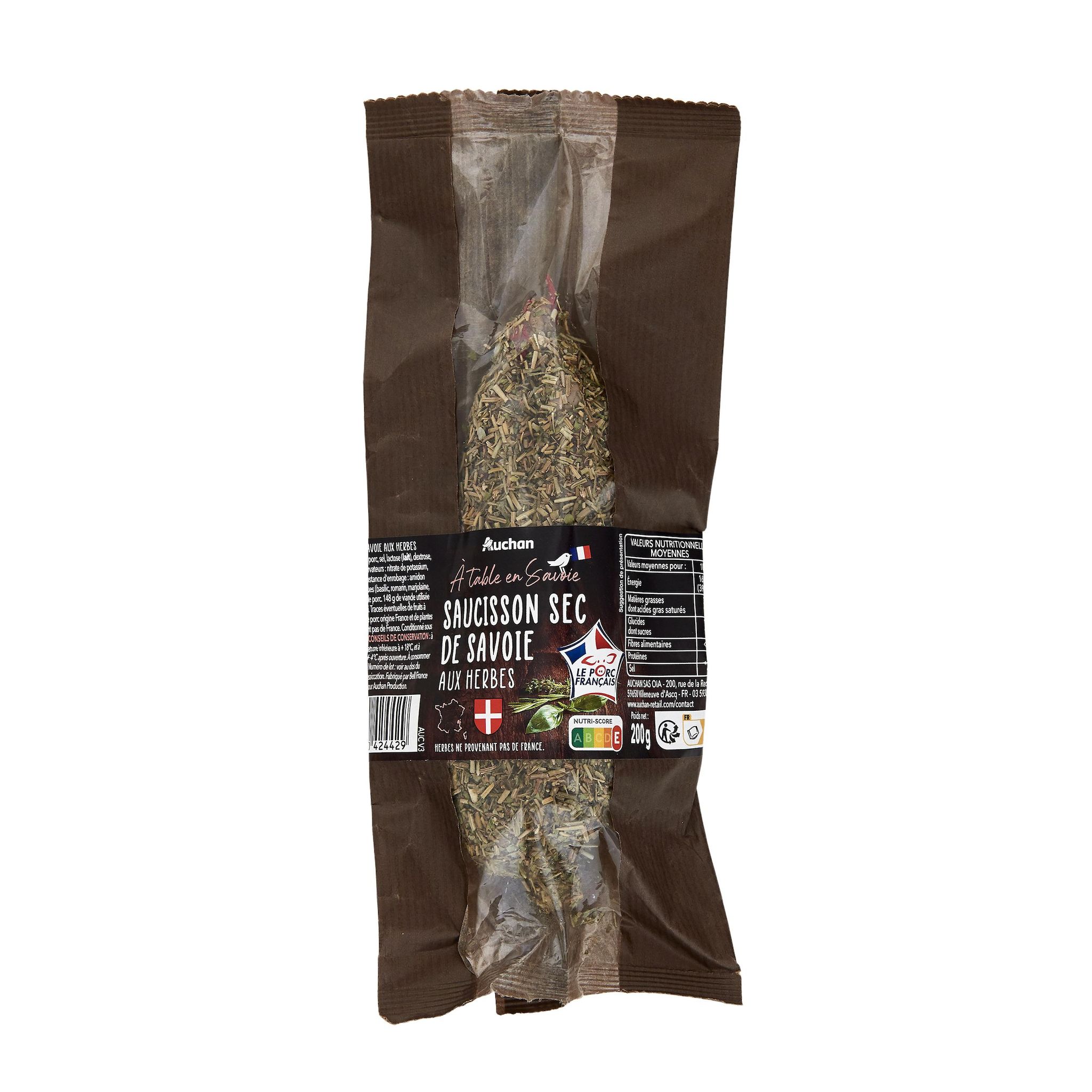 Voir la diapositive 2 : AUCHAN TERROIR Saucisson de Savoie aux herbes 200g