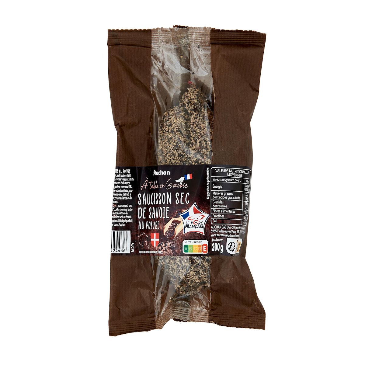 AUCHAN TERROIR Saucisson sec de Savoie au poivre 200g