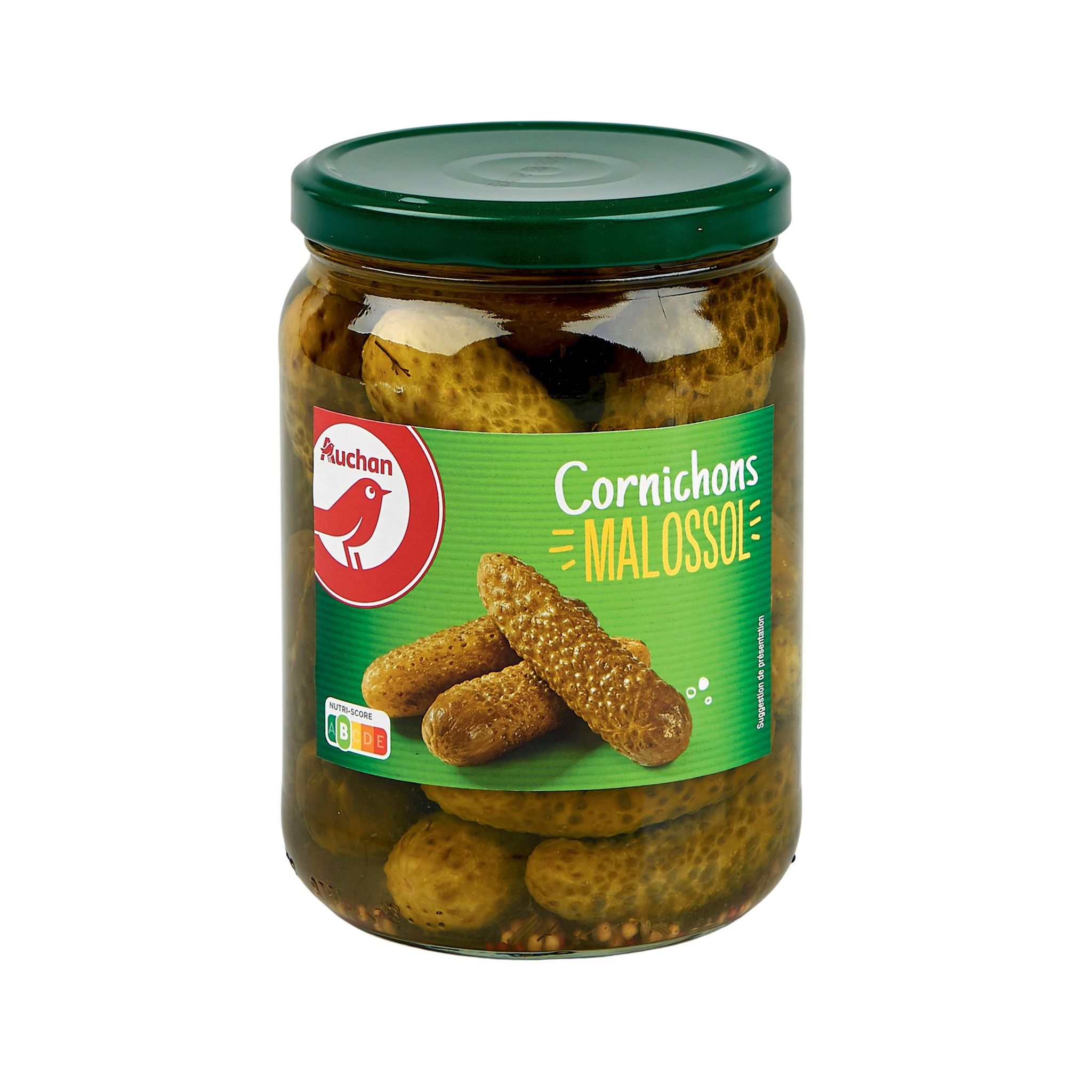Voir la diapositive 2 : AUCHAN Cornichons Malossol 425g