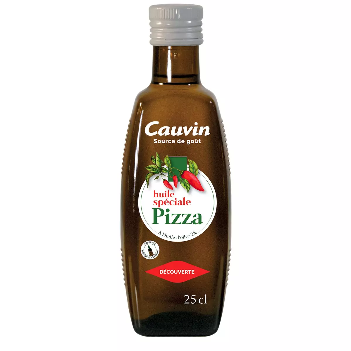 CAUVIN Huile pimentée spéciale pizza à l'huile d'olive 25cl