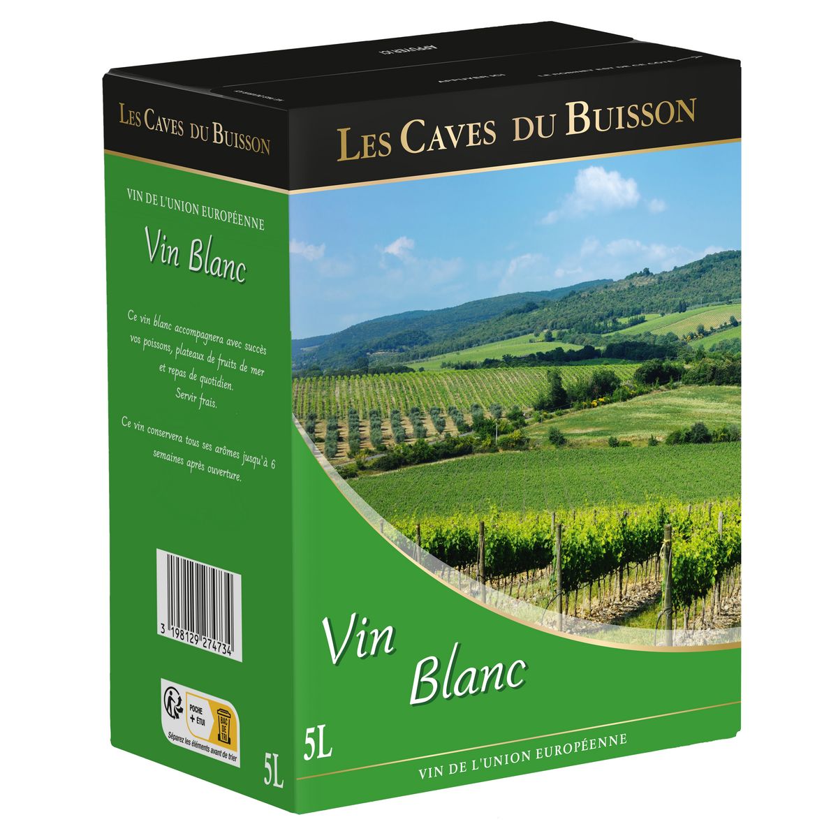 LES CAVES DU BUISSON Vin de la Communauté Européenne Les Caves du Buisson blanc BIB / CUBI 5L