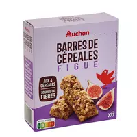 AUCHAN Crousty barres de céréales aux fruits rouges 6 barres 126g pas cher  