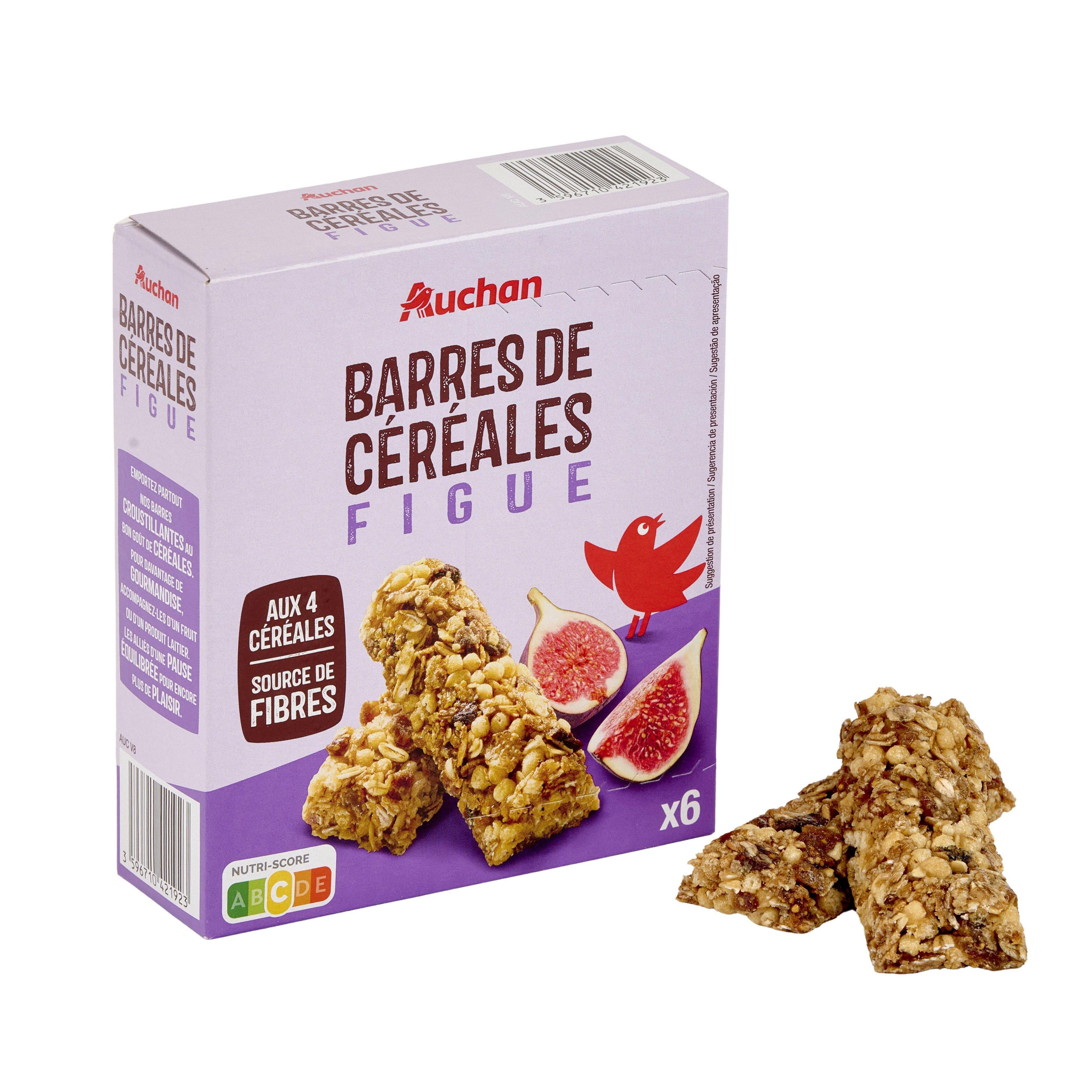 Voir la diapositive 3 : AUCHAN Crousty barres de céréales à la figue 6 barres 126g