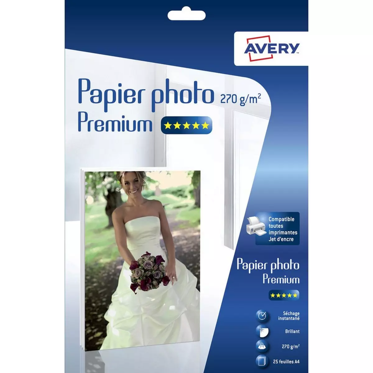 25 feuilles de papier photo brillant premium (270 g/m²) en format A4, 2739-25