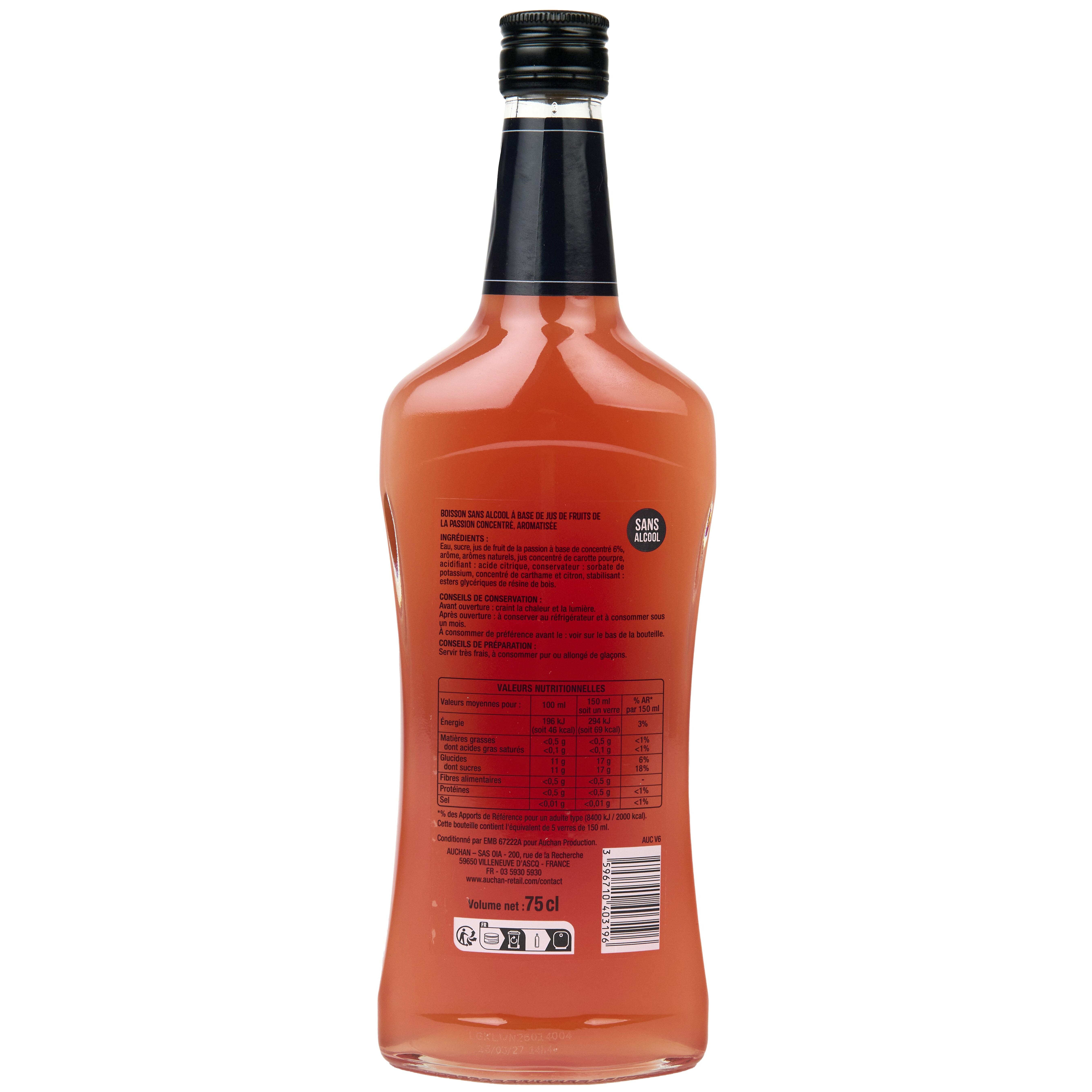 Voir la diapositive 3 : VIRGIN ELIXIR Cocktail passion sans alcool 75cl