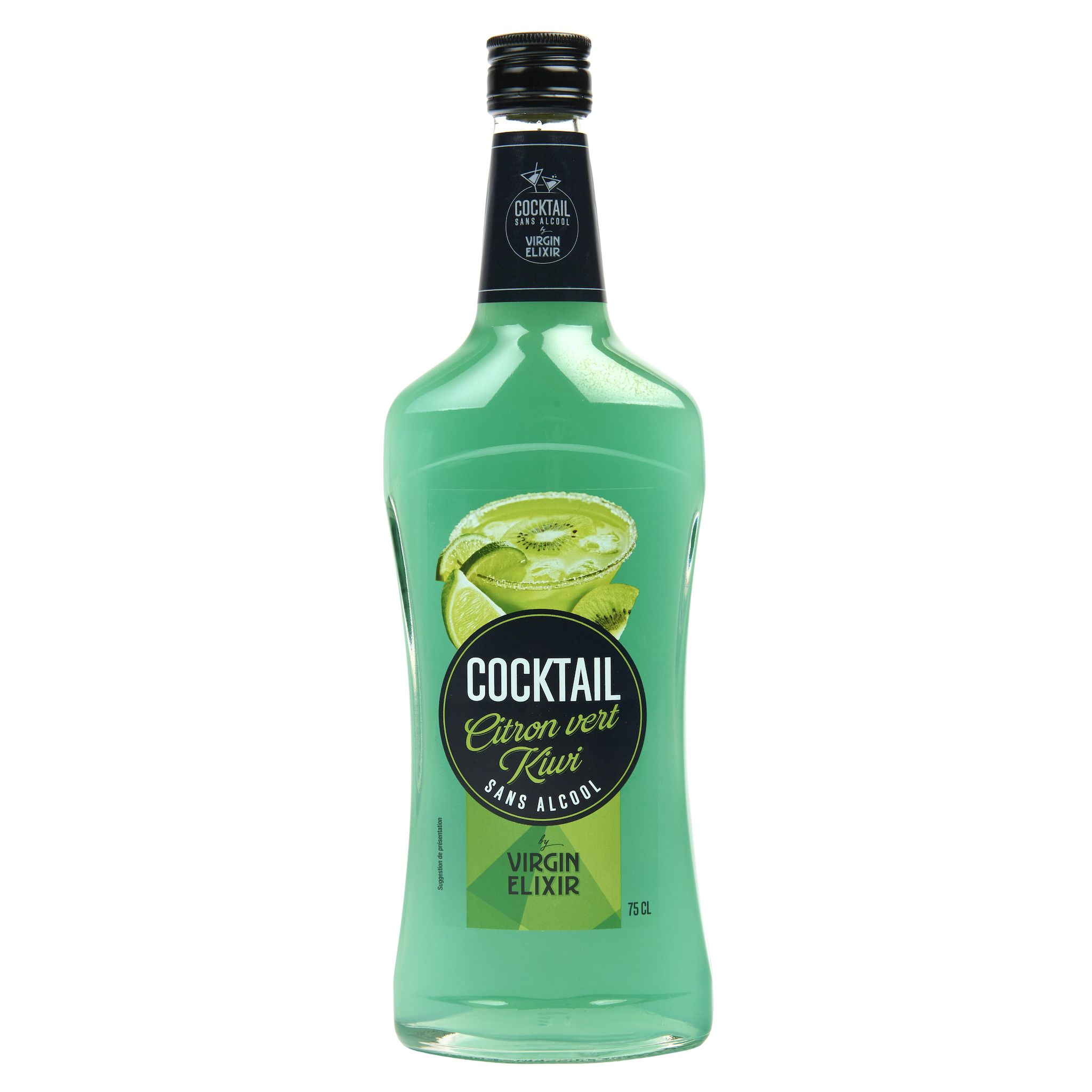 Voir la diapositive 2 : VIRGIN ELIXIR Cocktail citron vert kiwi sans alcool 75cl