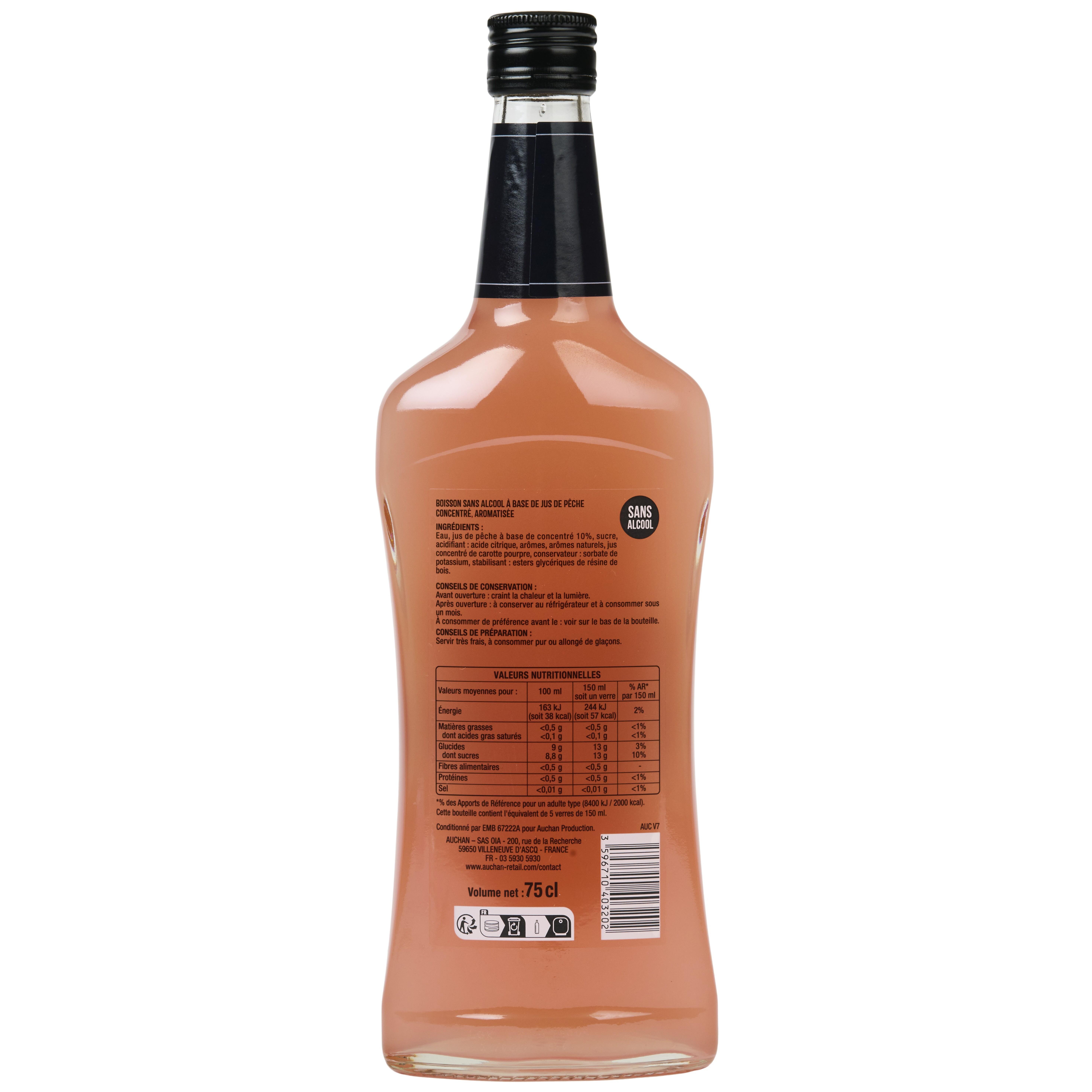 Voir la diapositive 2 : VIRGIN ELIXIR Cocktail pêche sans alcool 75cl