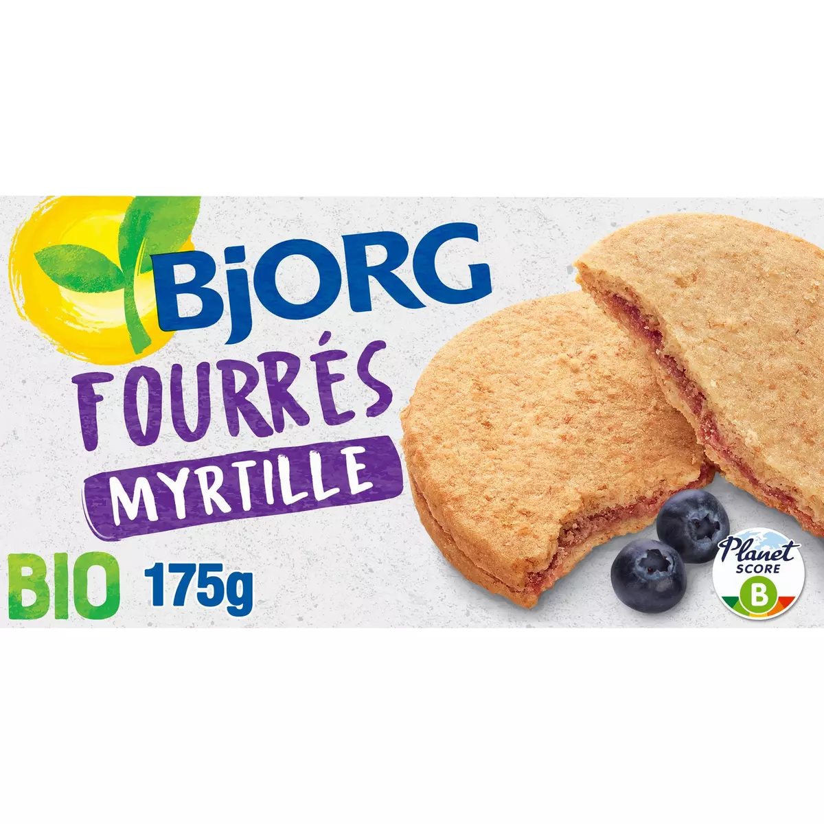BJORG Biscuits bio fourrés à la myrtille sans huile de palme 6 biscuits 175g