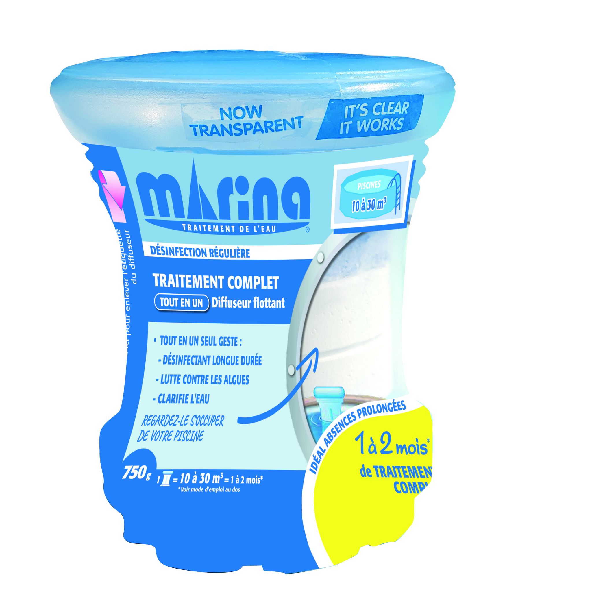 Traitement Multi-actions Au Chlore En Diffuseur Flottant 1 À 2 Mois Pour 10 À 30 M³