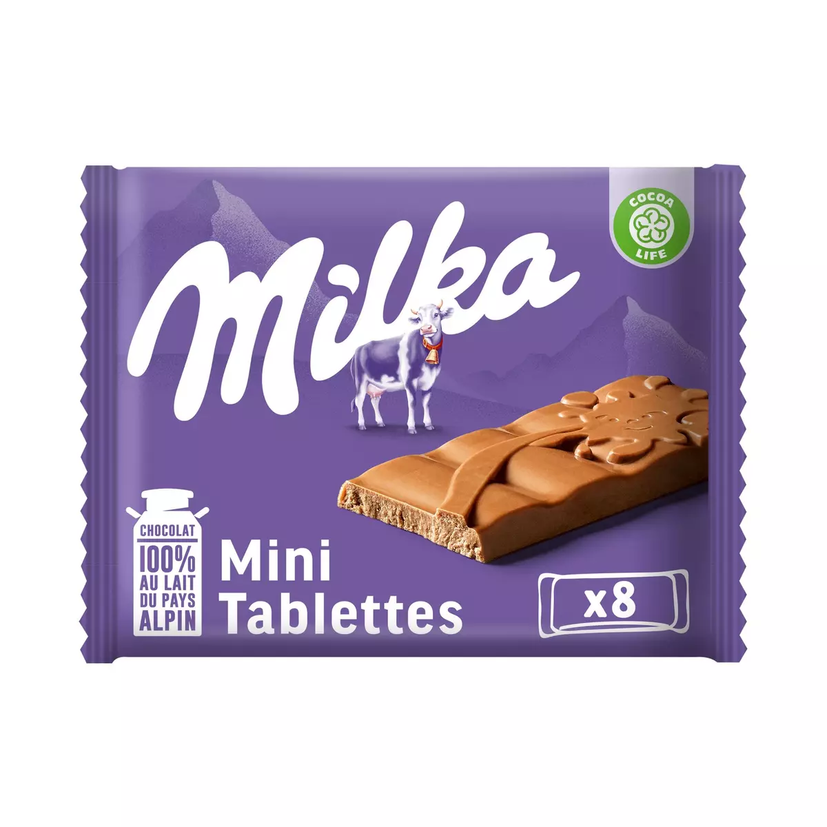 MILKA Mini tablettes de chocolat au lait 8 pièces 200g pas cher 
