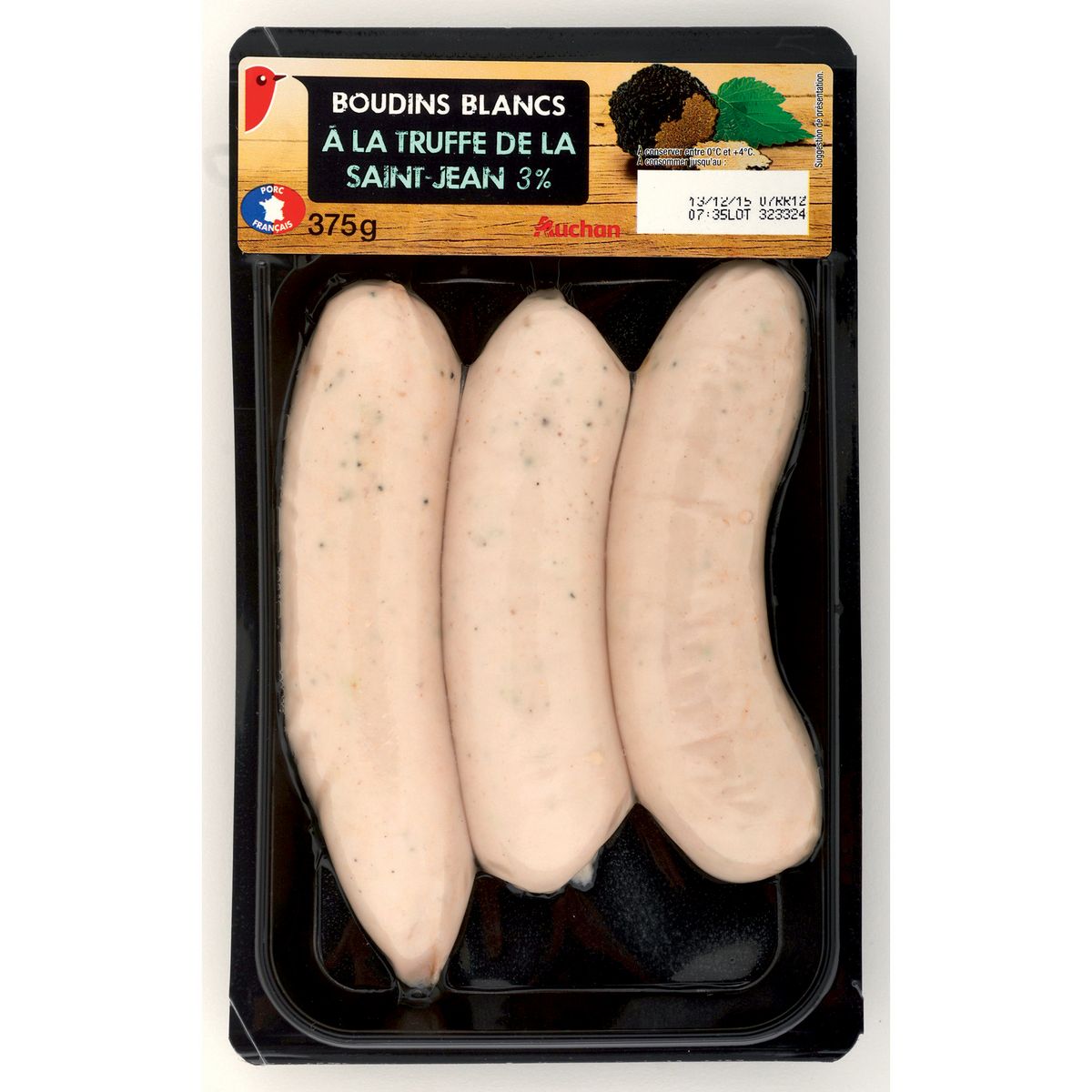 AUCHAN Boudin blanc à la truffe de la Saint Jean 3 pièces 375g